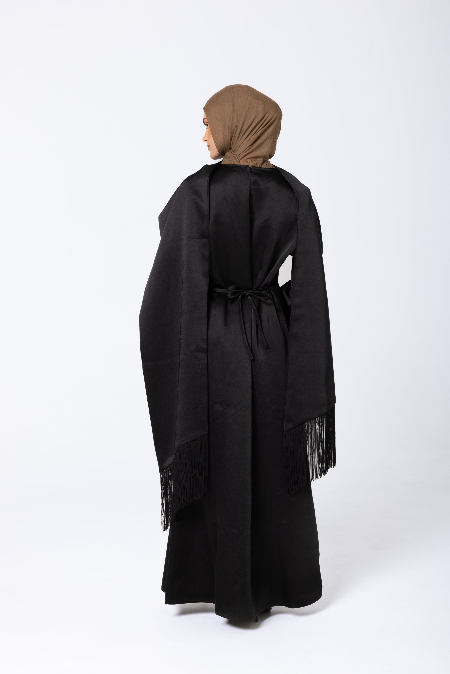 Stella Tassel Scarf Dress - Black