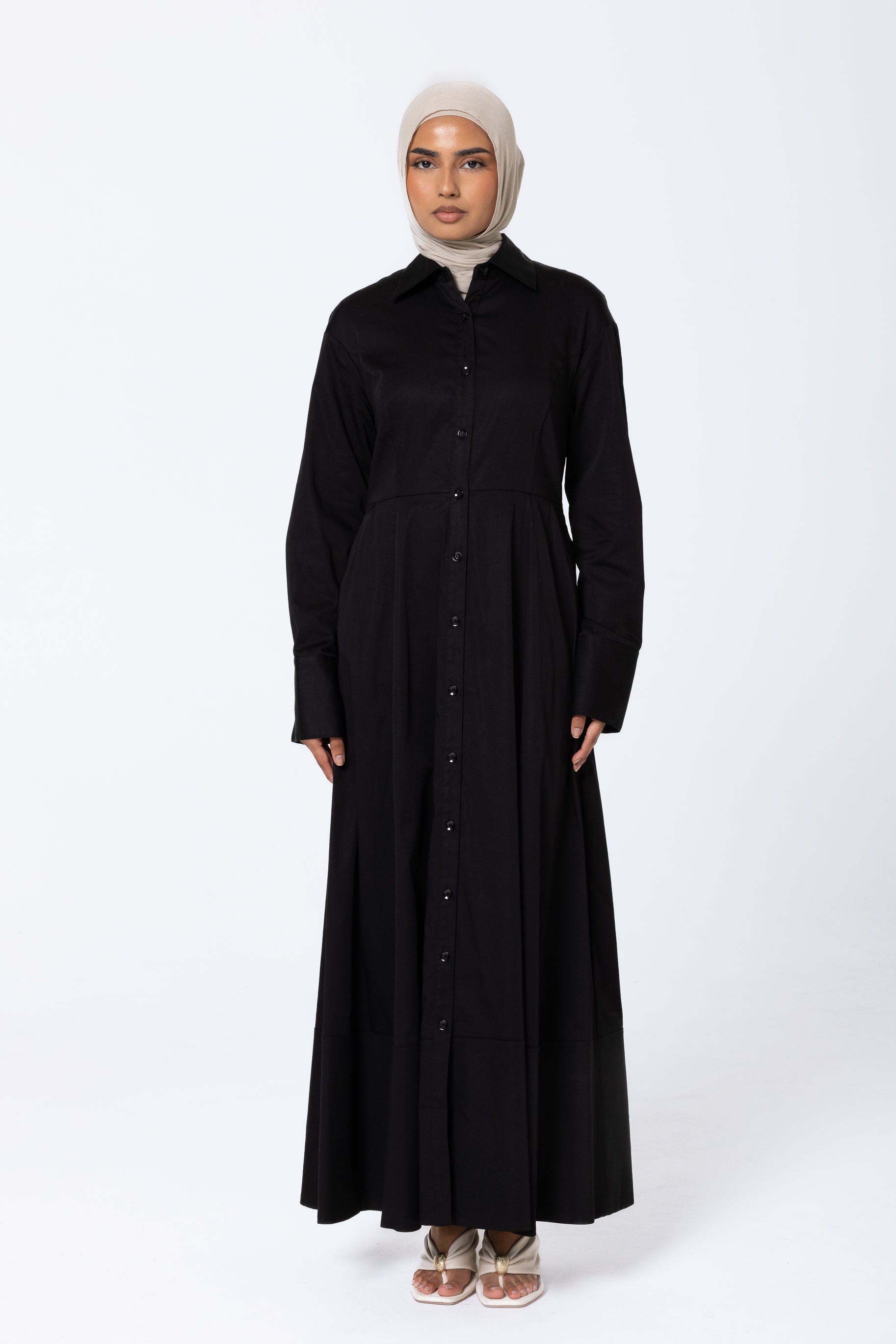 Aaliyah Cotton Shirt Dress - Black