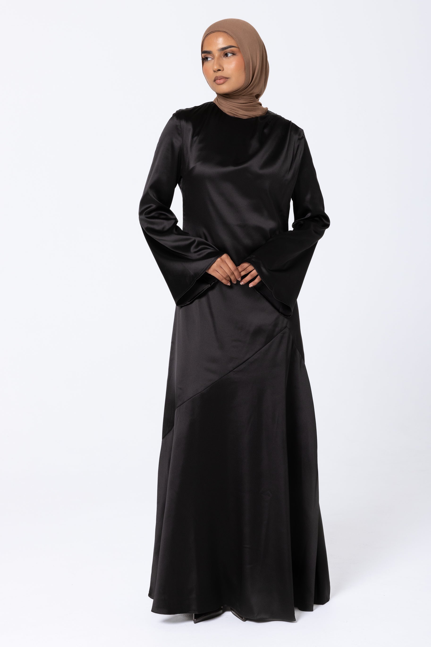 Solaria Satin Dress - Black