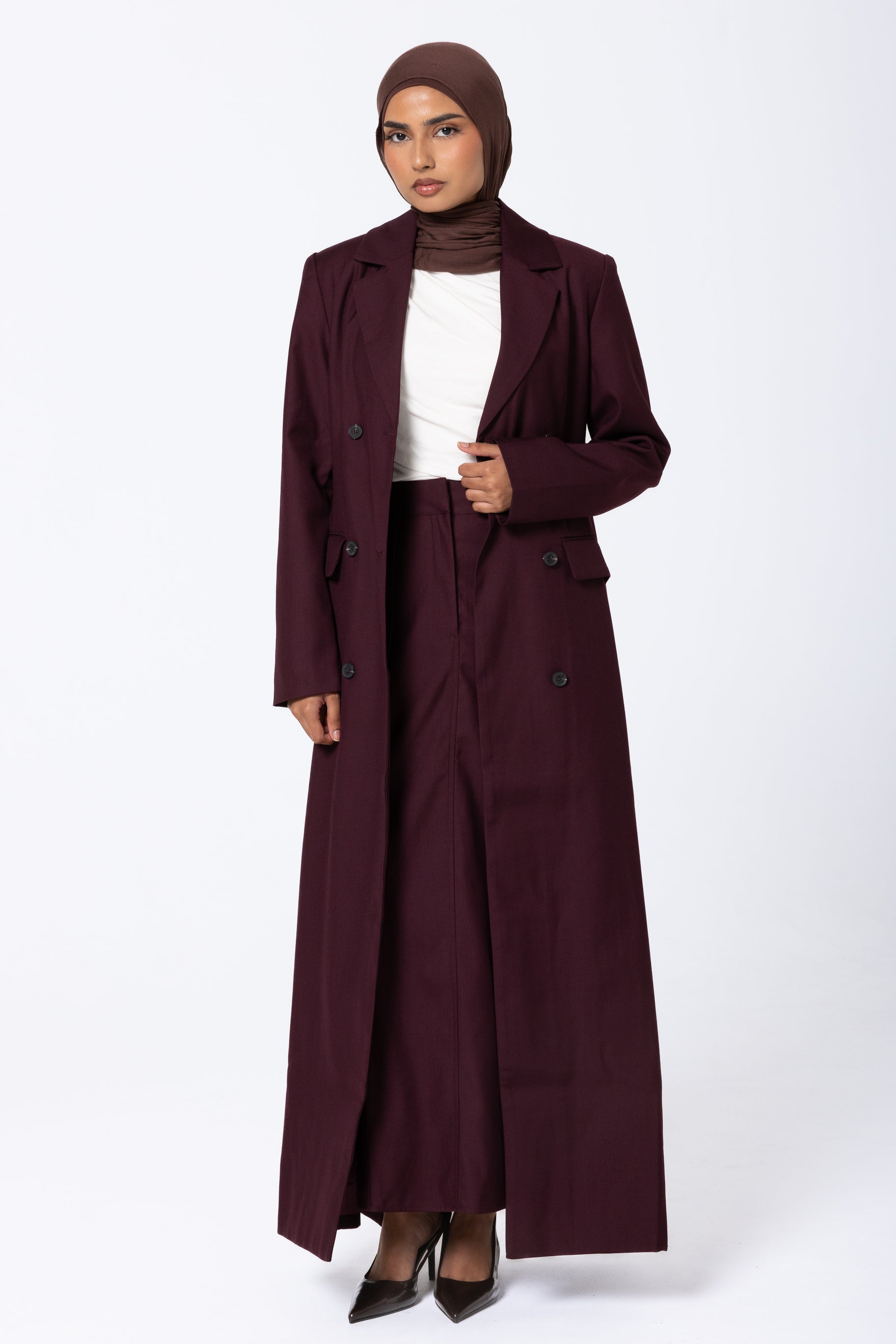 Alexa Double Breasted Coat - Mulberry