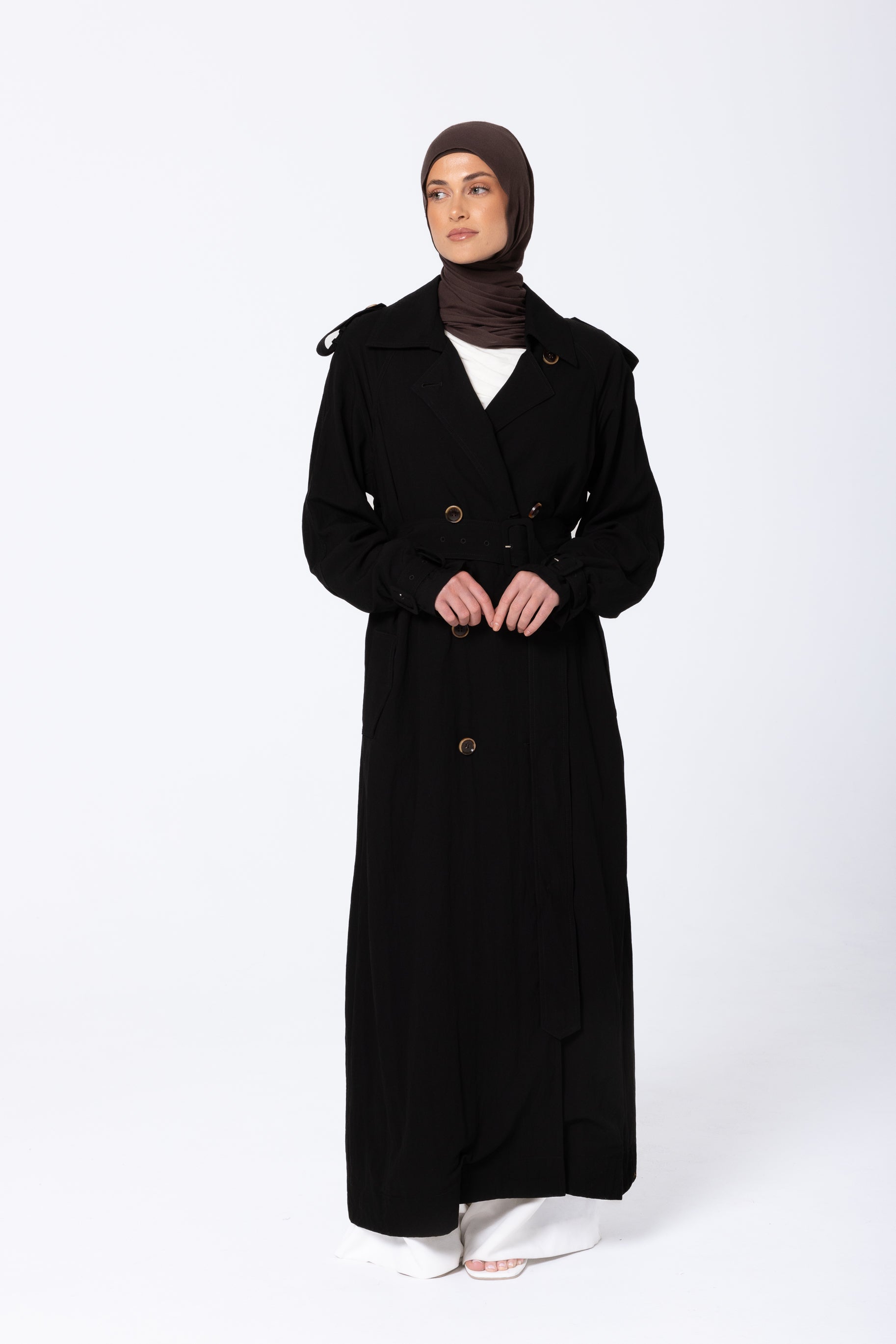 Lameesa Lyocell Trench Coat - Black