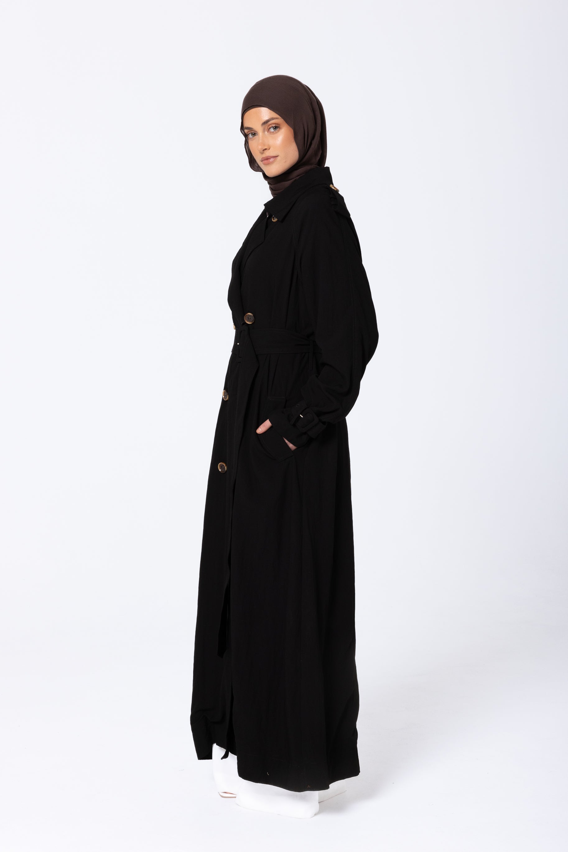 Lameesa Lyocell Trench Coat - Black