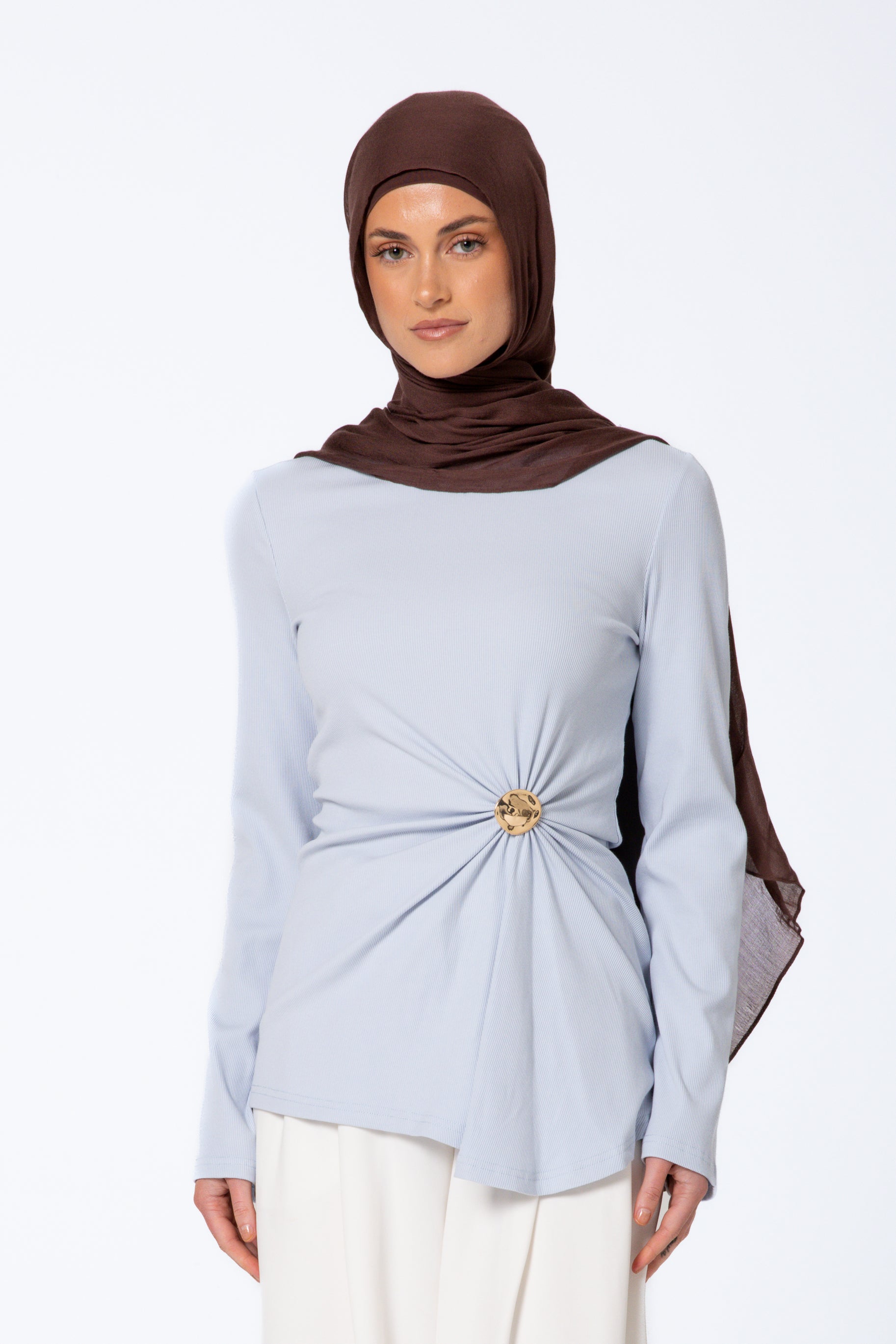 Daria Detail Top - Powder Blue