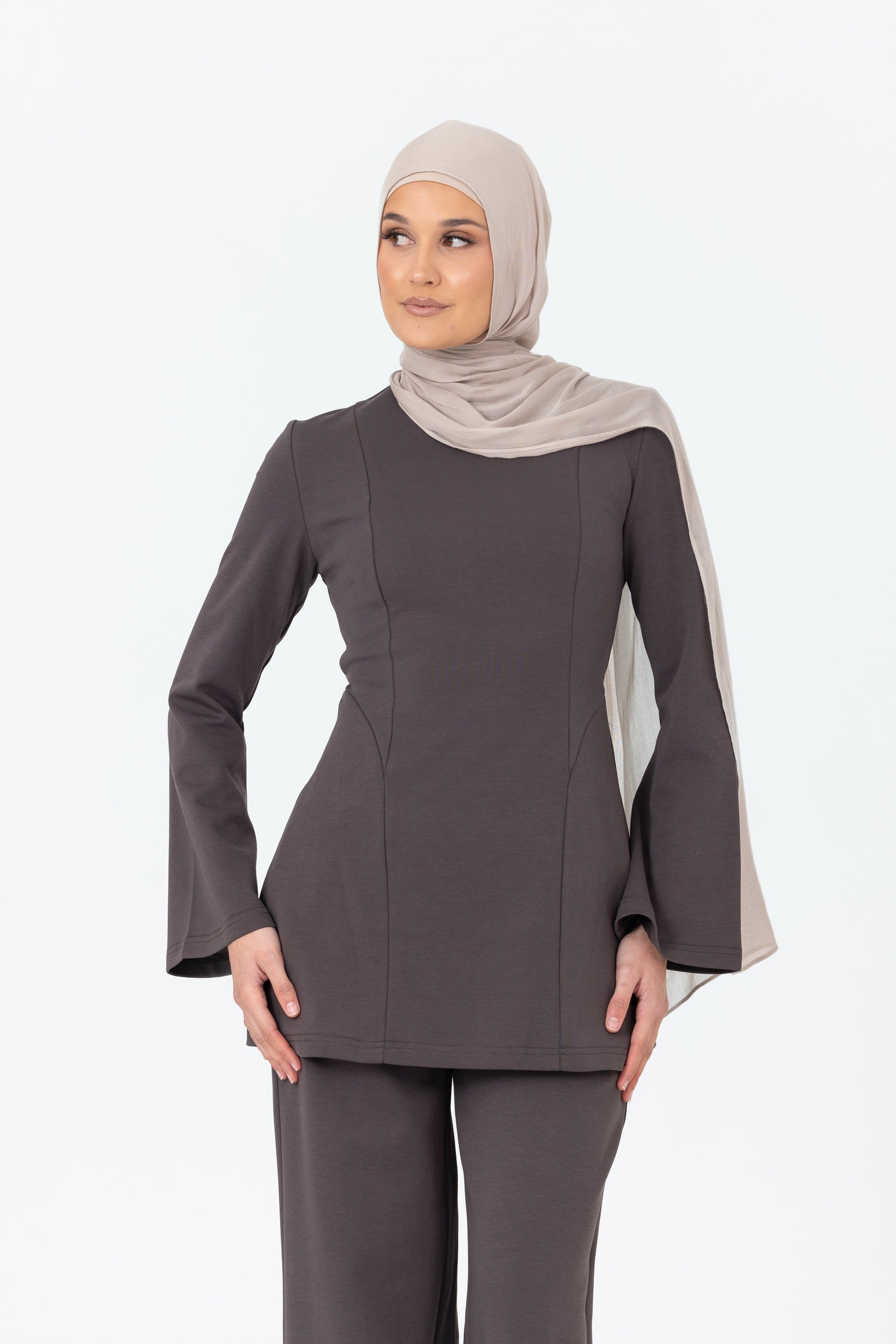 Cotton Contour Top - Charcoal