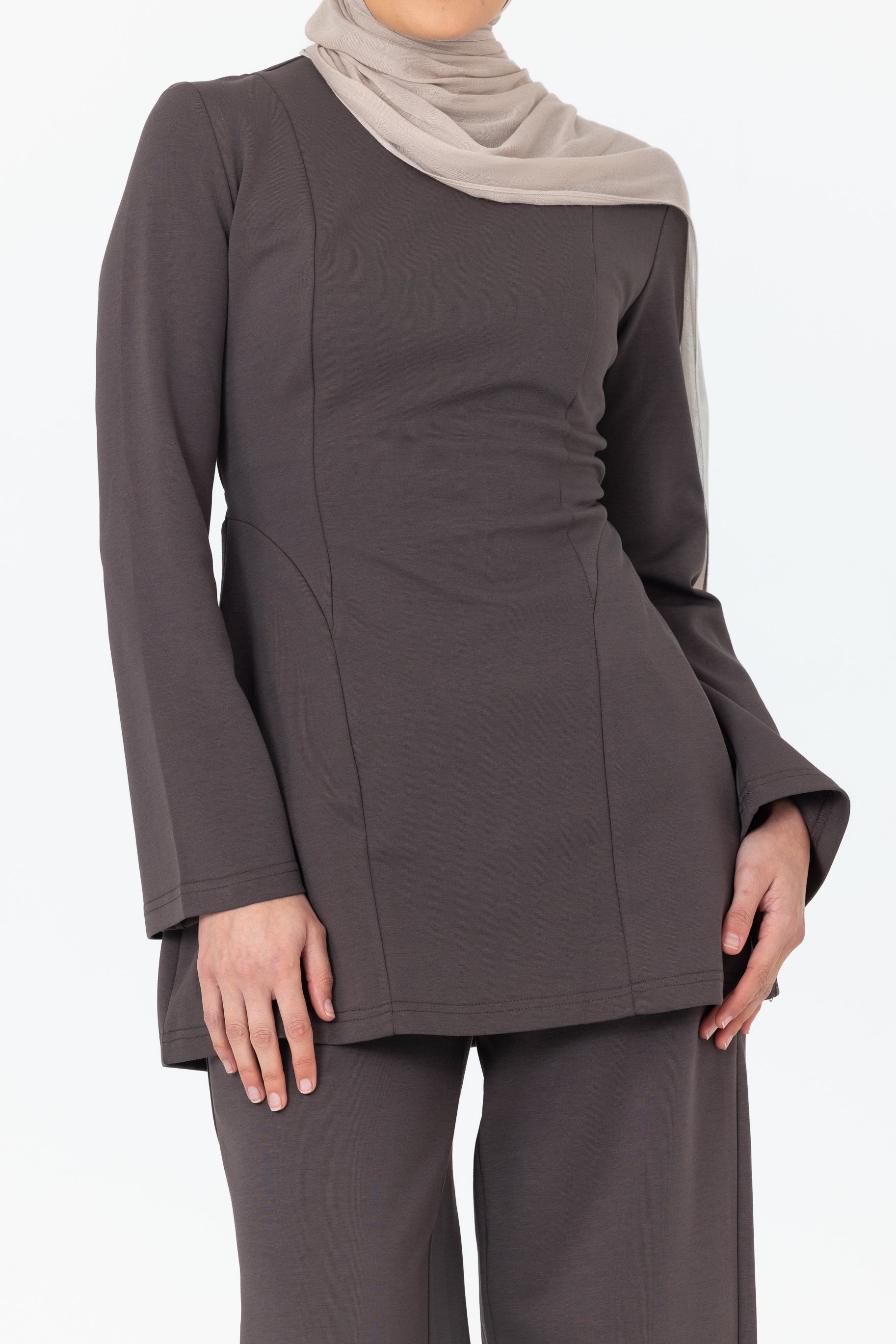 Cotton Contour Top - Charcoal