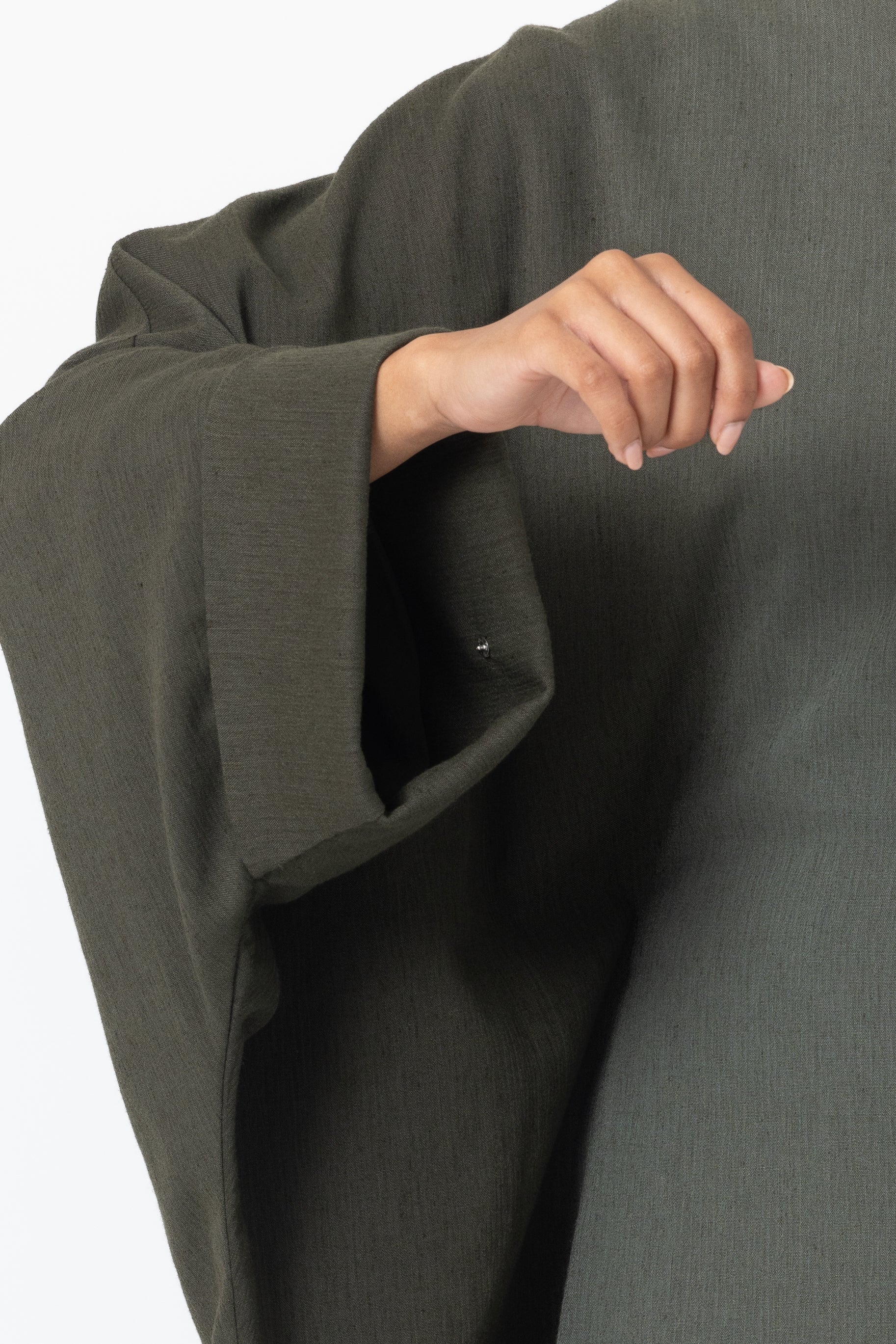 Crinkle Batwing Abaya - Moss
