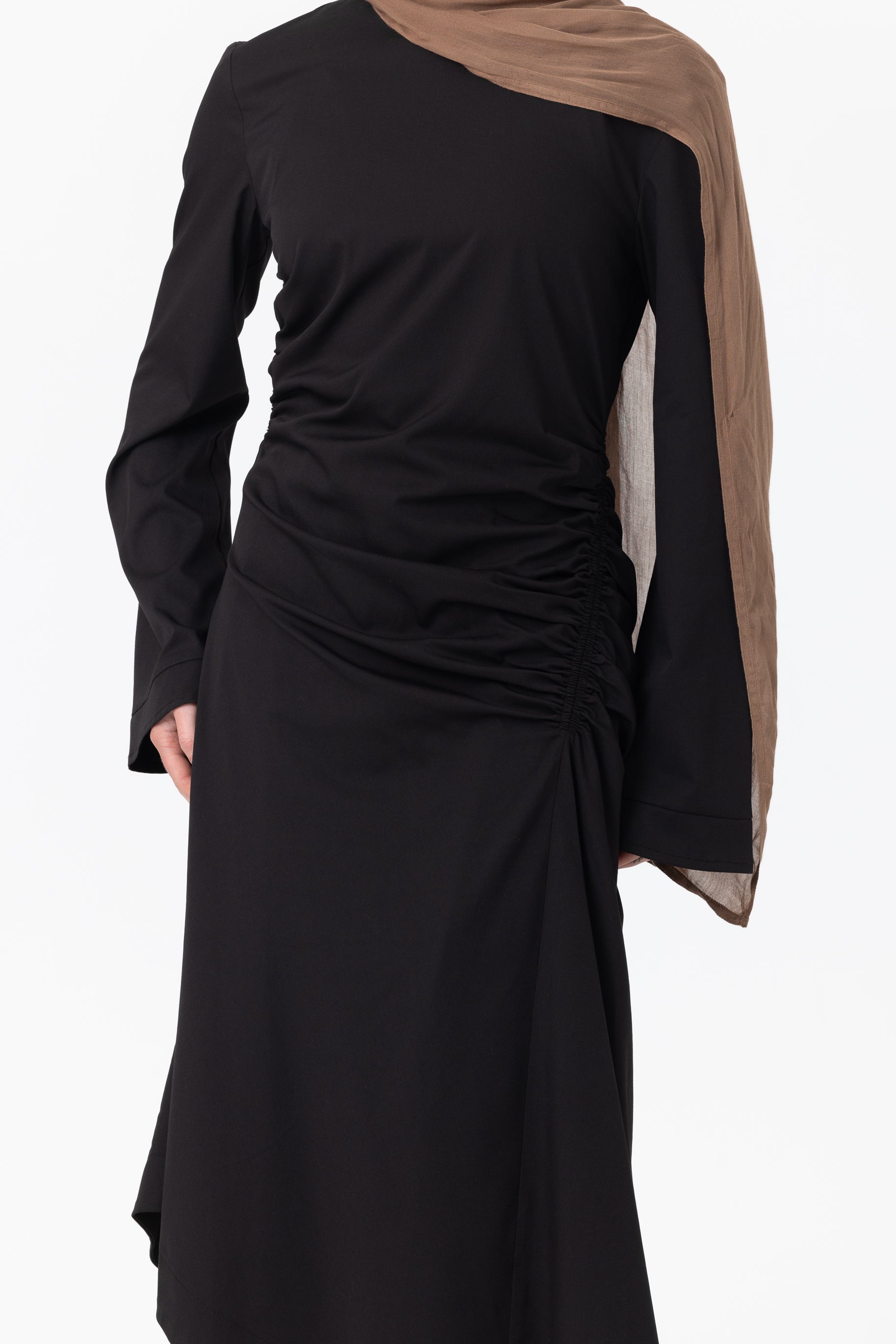 Ruched Asymmetric Tunic - Black