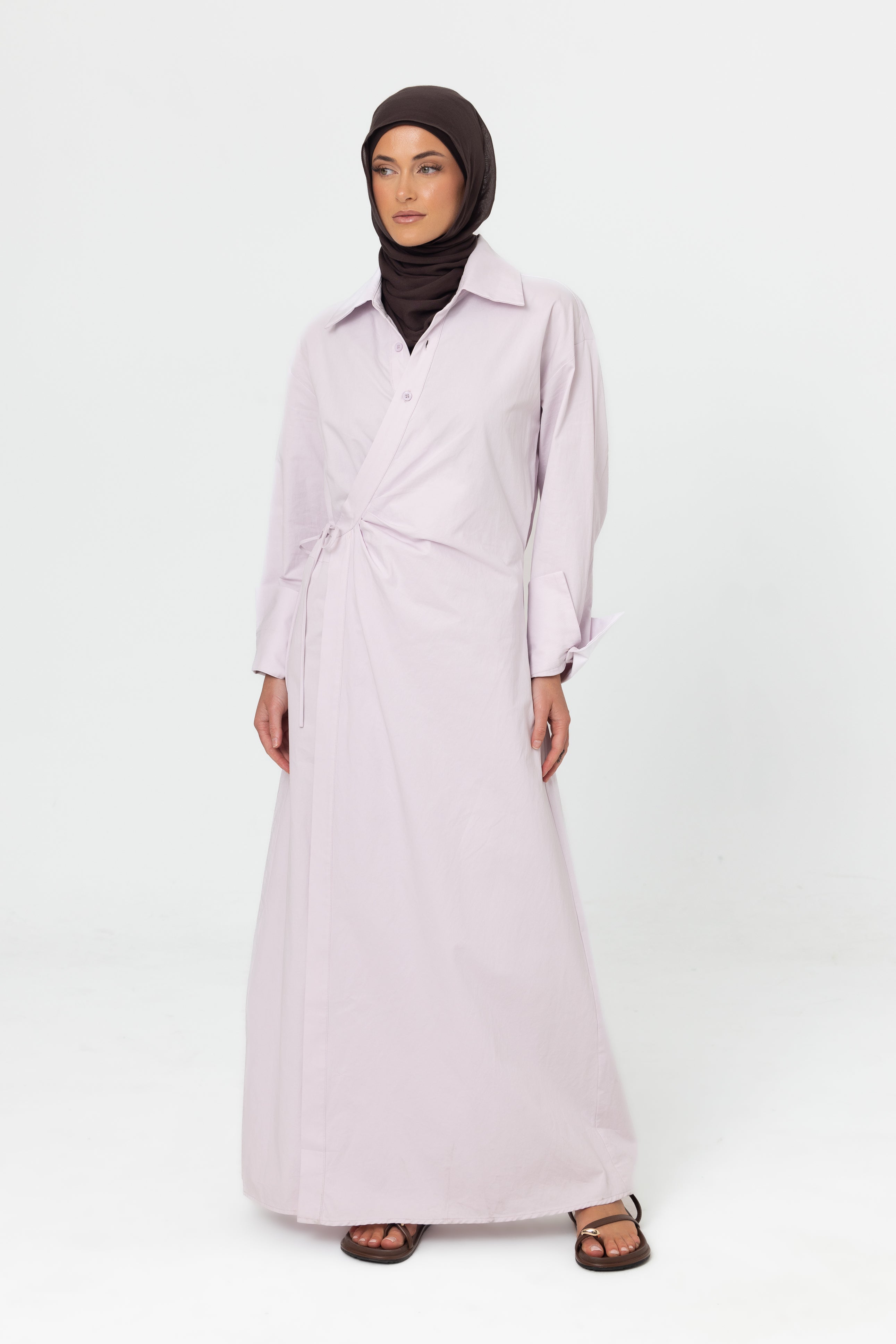 Asymmetric Wrap Dress - Lilac
