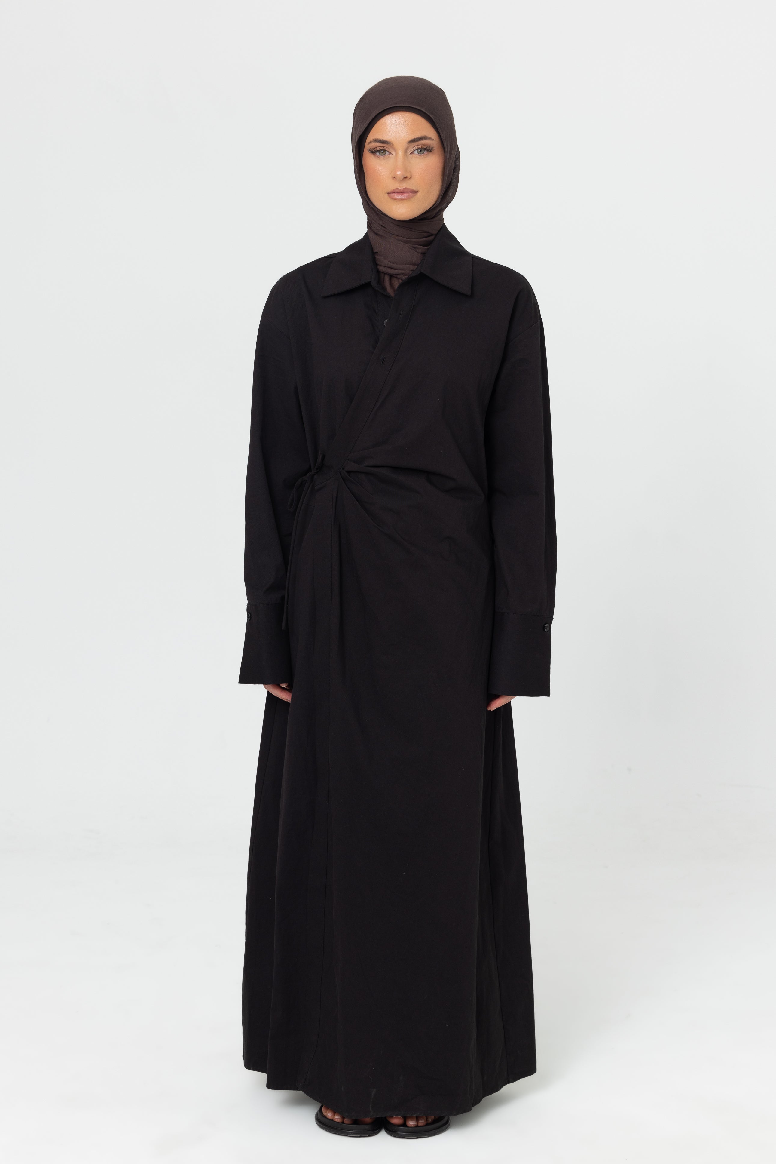 Asymmetric Wrap Dress - Black