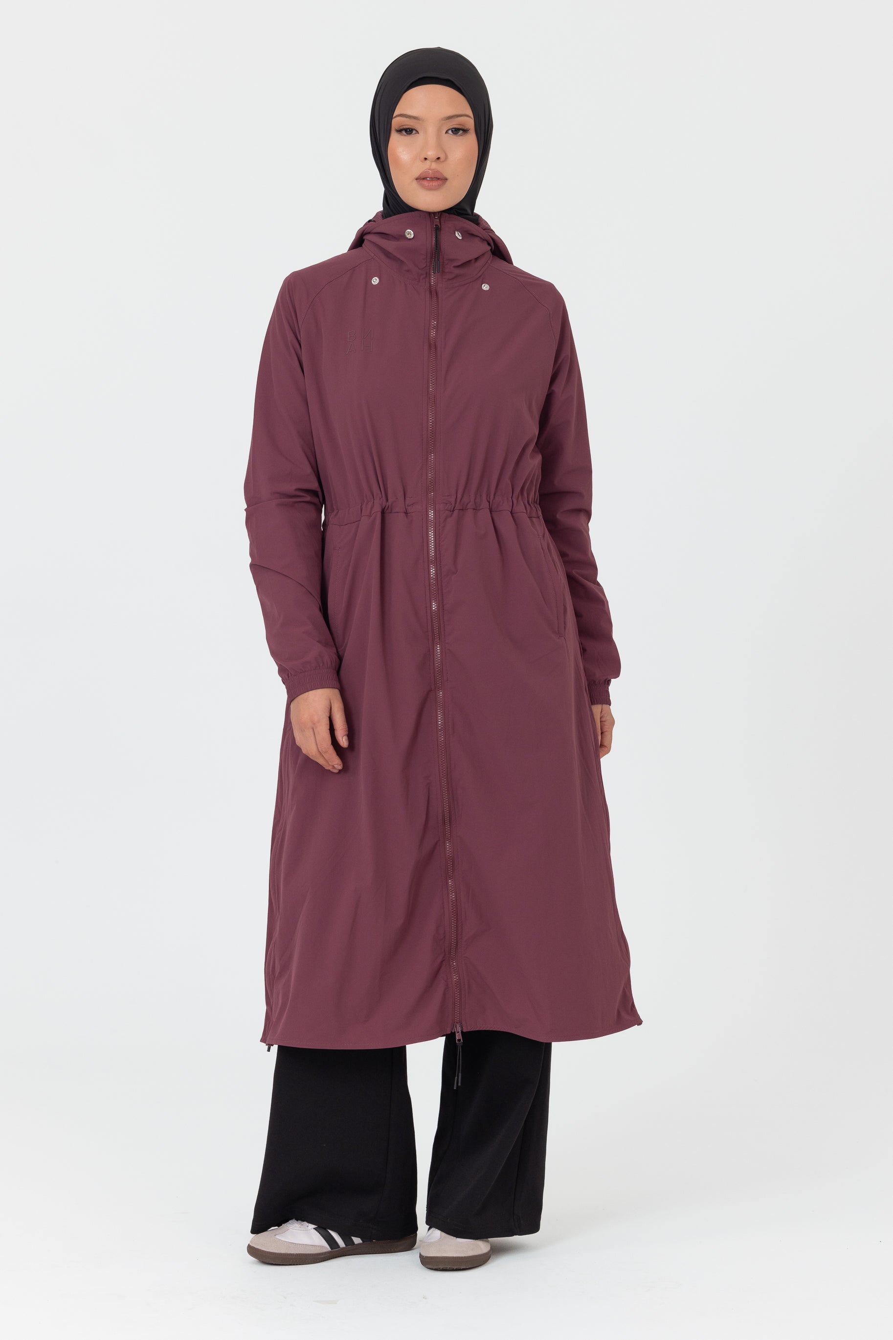 Everyday Zip Up Trench - Berry