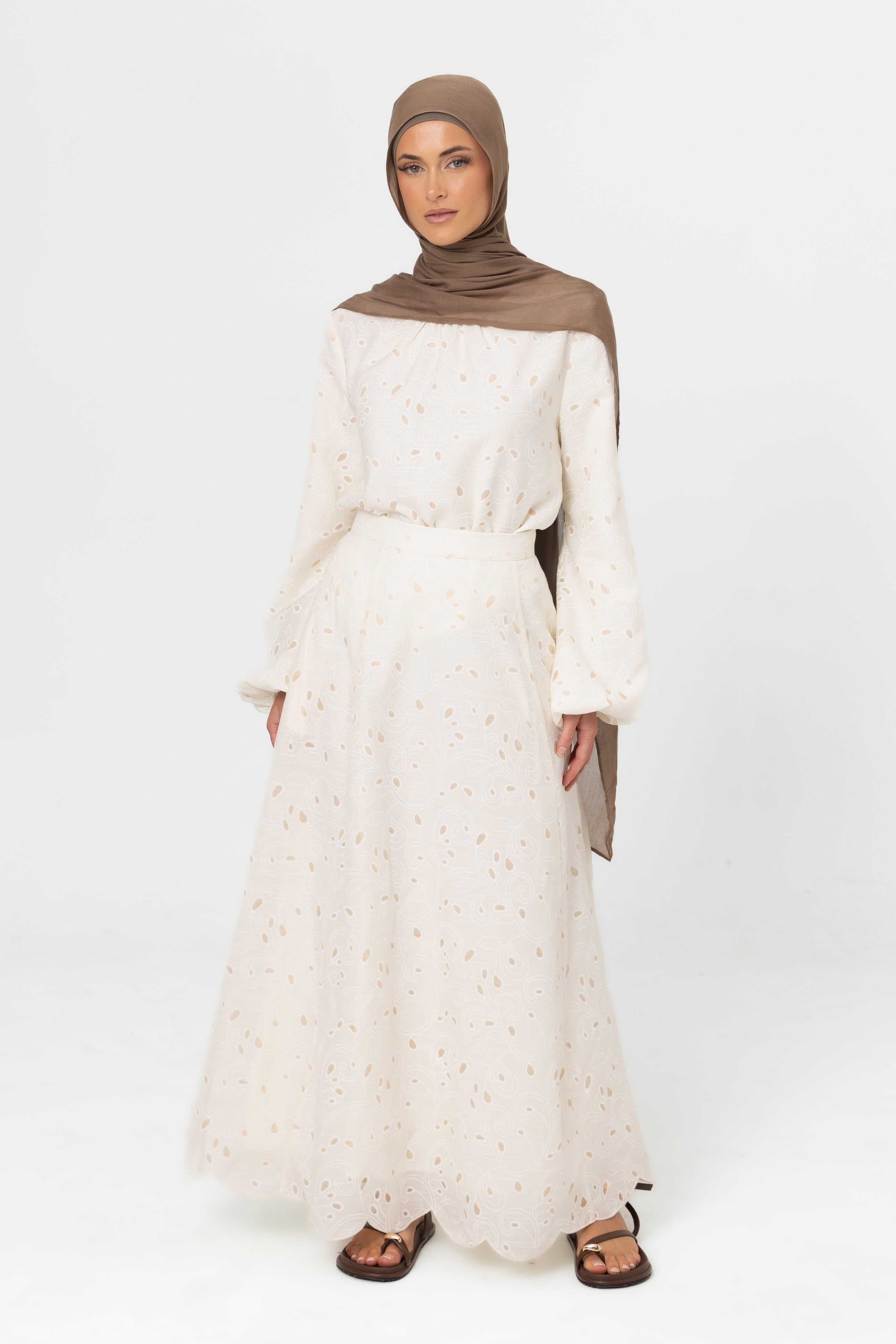 Nasma Embroidered Skirt - White