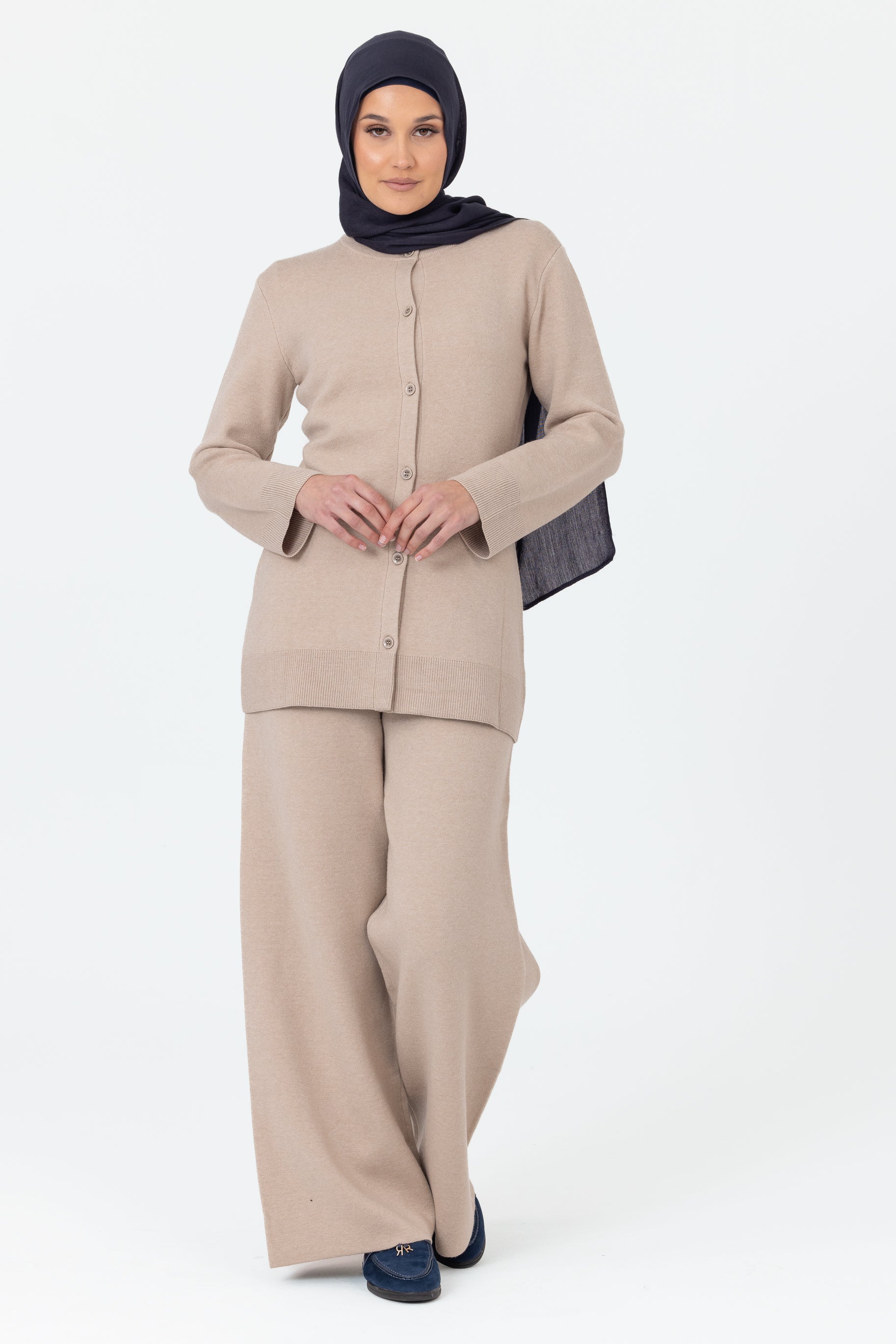 Marea Knit Wide Leg Pants - Oatmeal