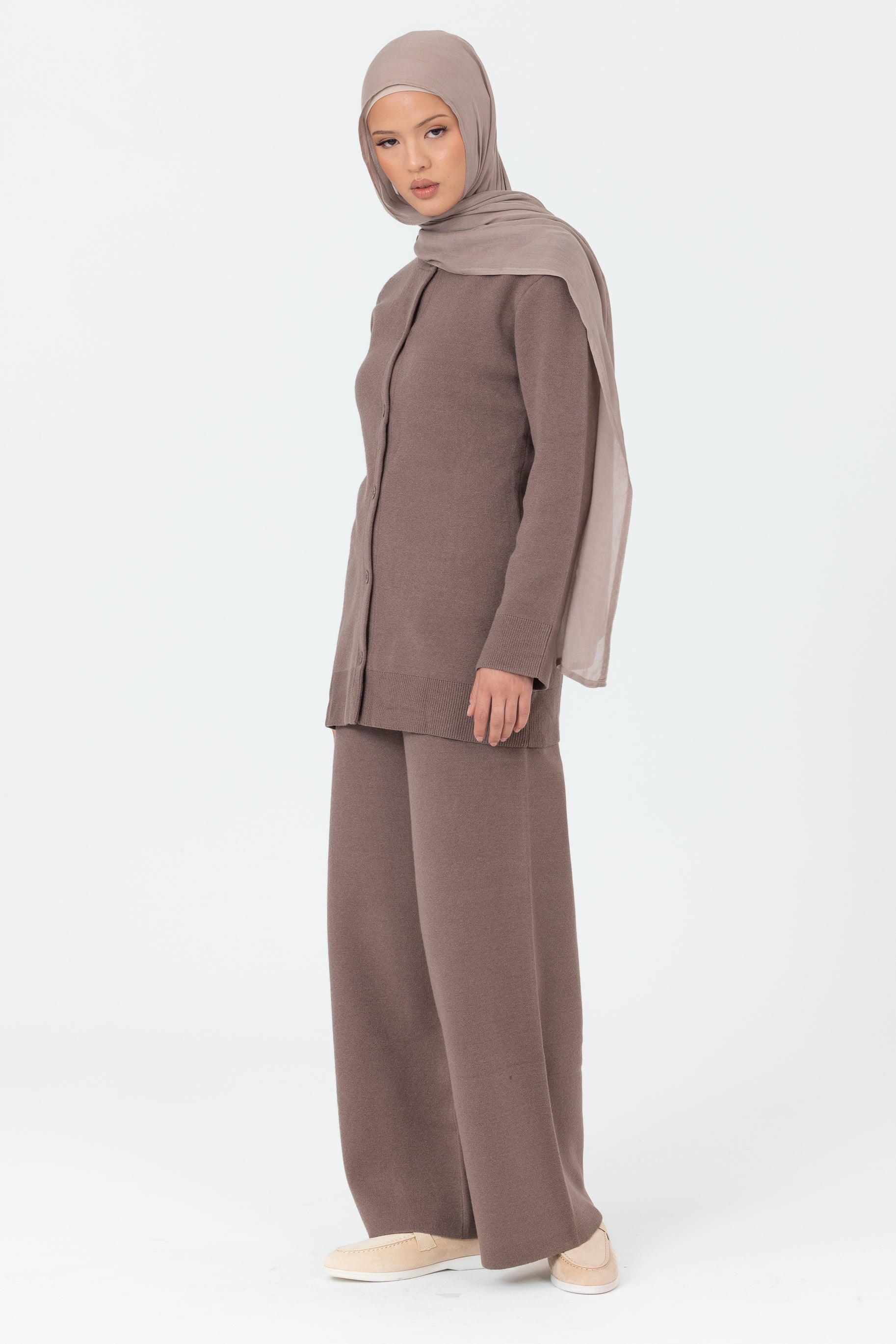 Marea Knit Wide Leg Pants - Mocha