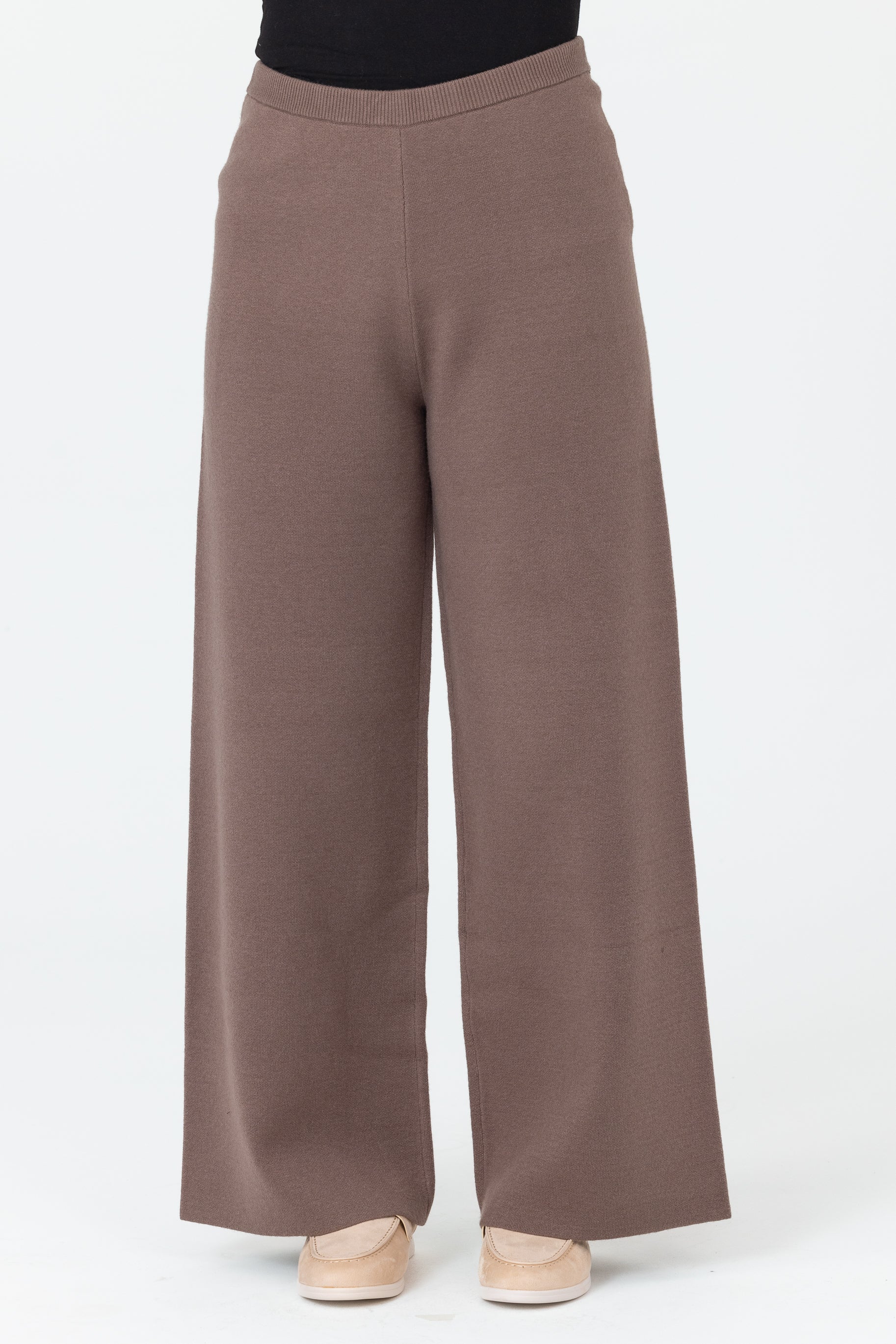 Marea Knit Wide Leg Pants - Mocha