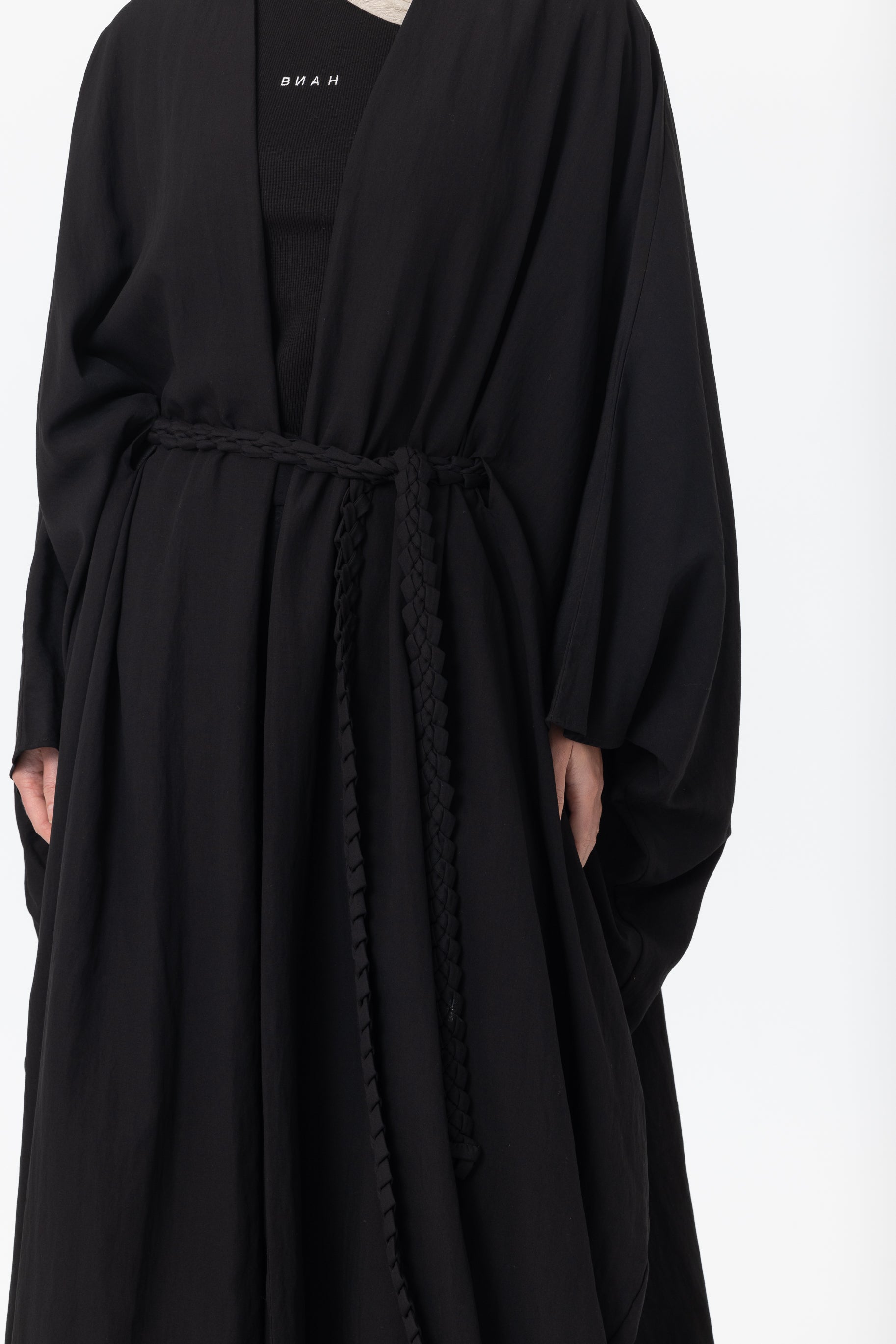 Noor Batwing Open Abaya - Black