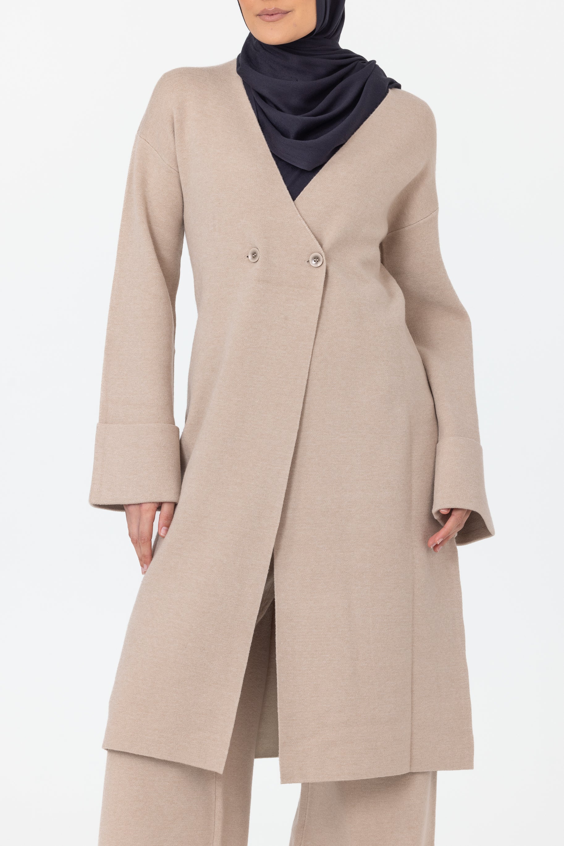 Marea Knit Longline Cardigan - Oatmeal