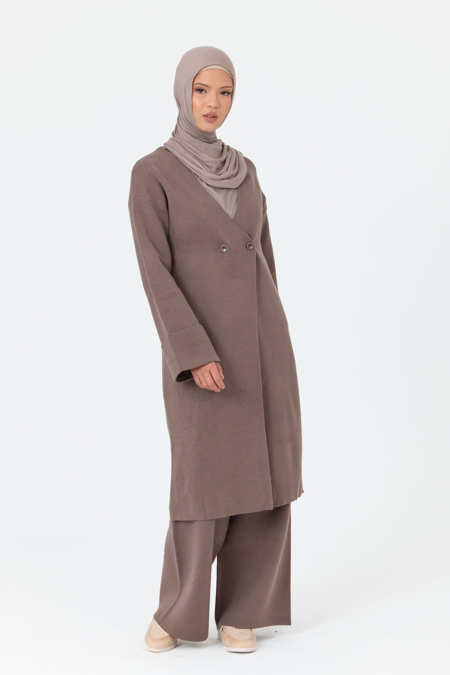 Marea Knit Longline Cardigan - Mocha