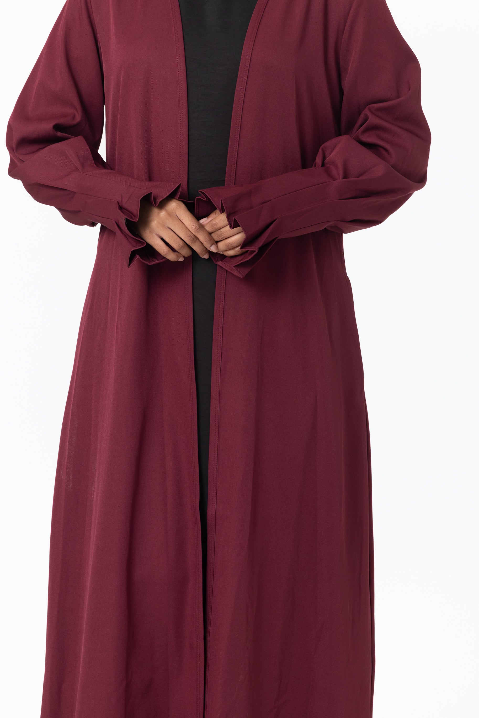Mira Pleated Cuff Abaya - Mulberry