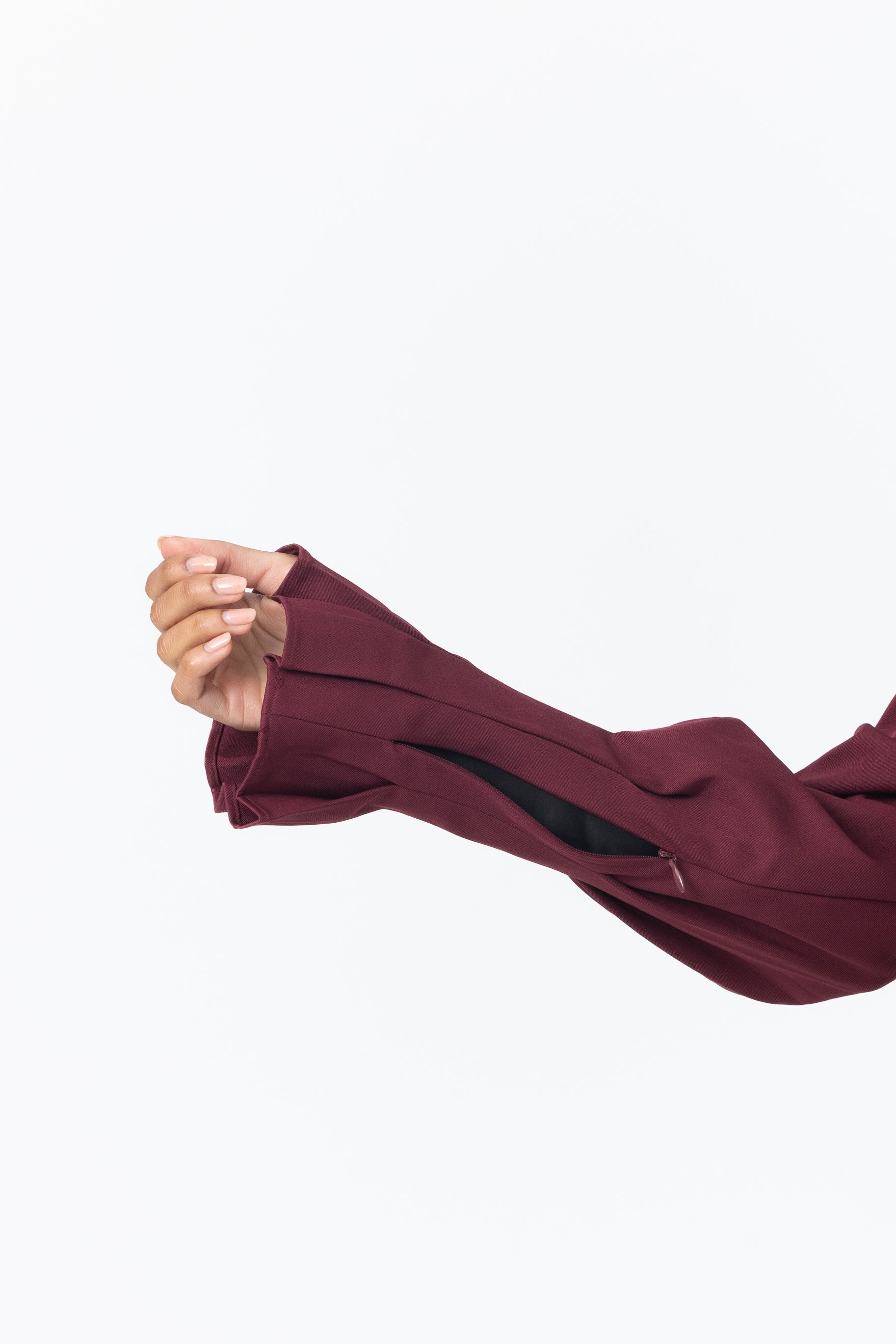 Mira Pleated Cuff Abaya - Mulberry