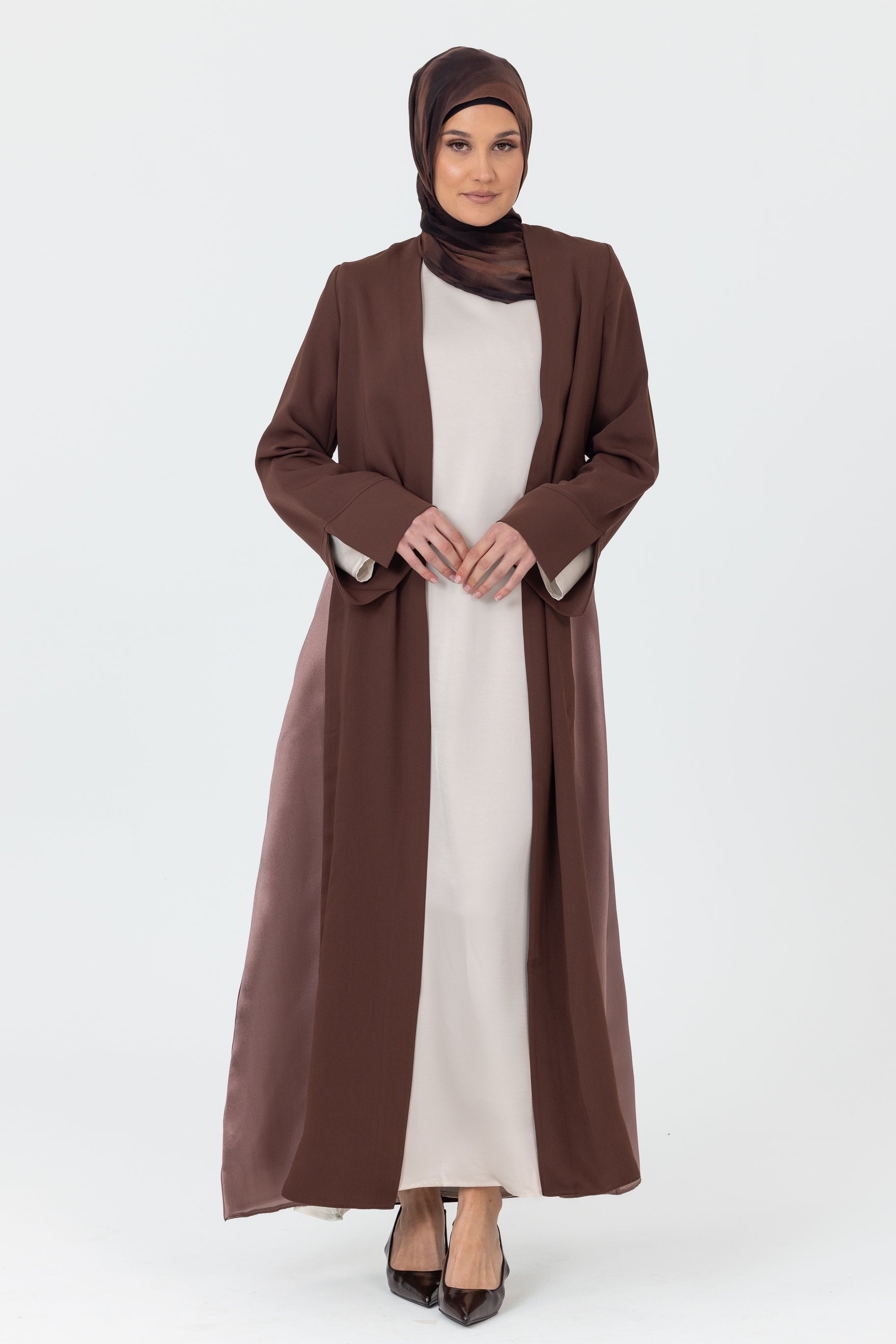 Lumina Open Abaya - Brown
