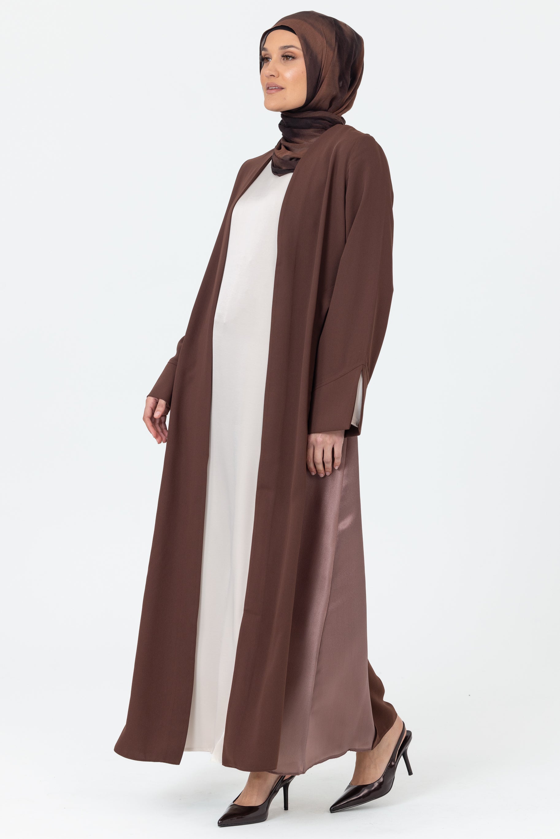 Lumina Open Abaya - Brown