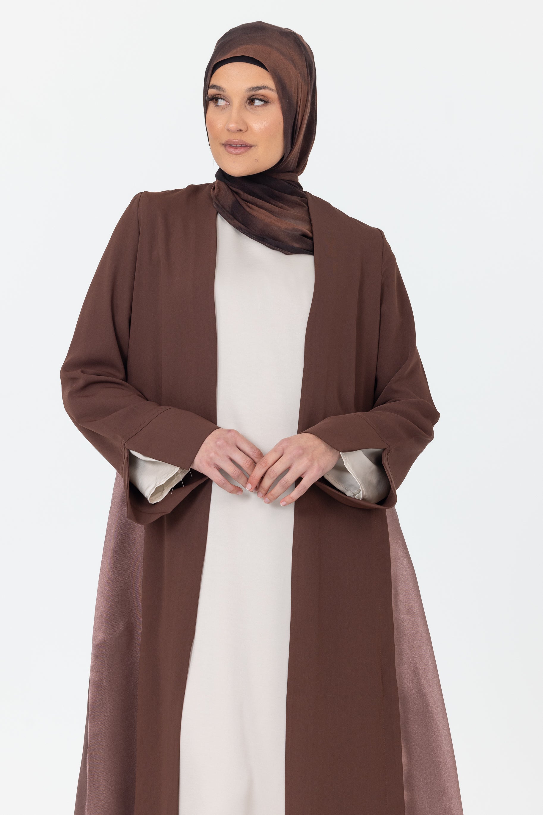 Lumina Open Abaya - Brown