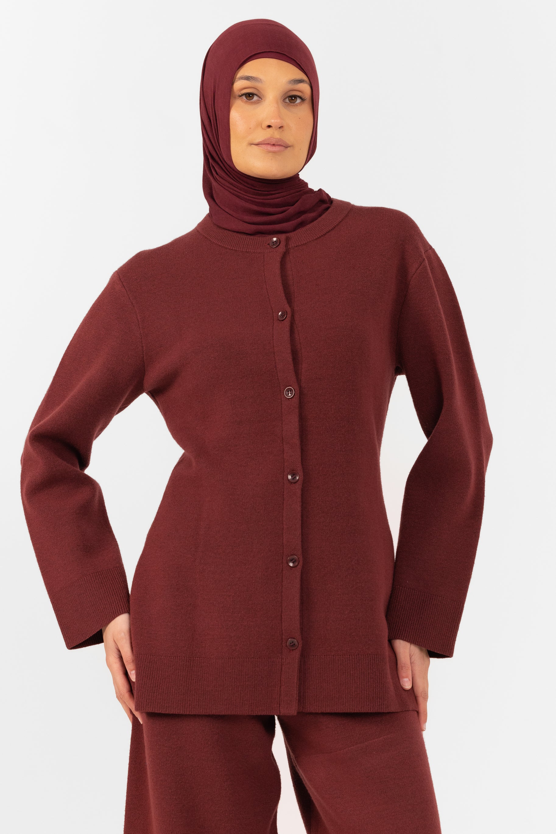 Marea Knit Cardigan - Burgundy