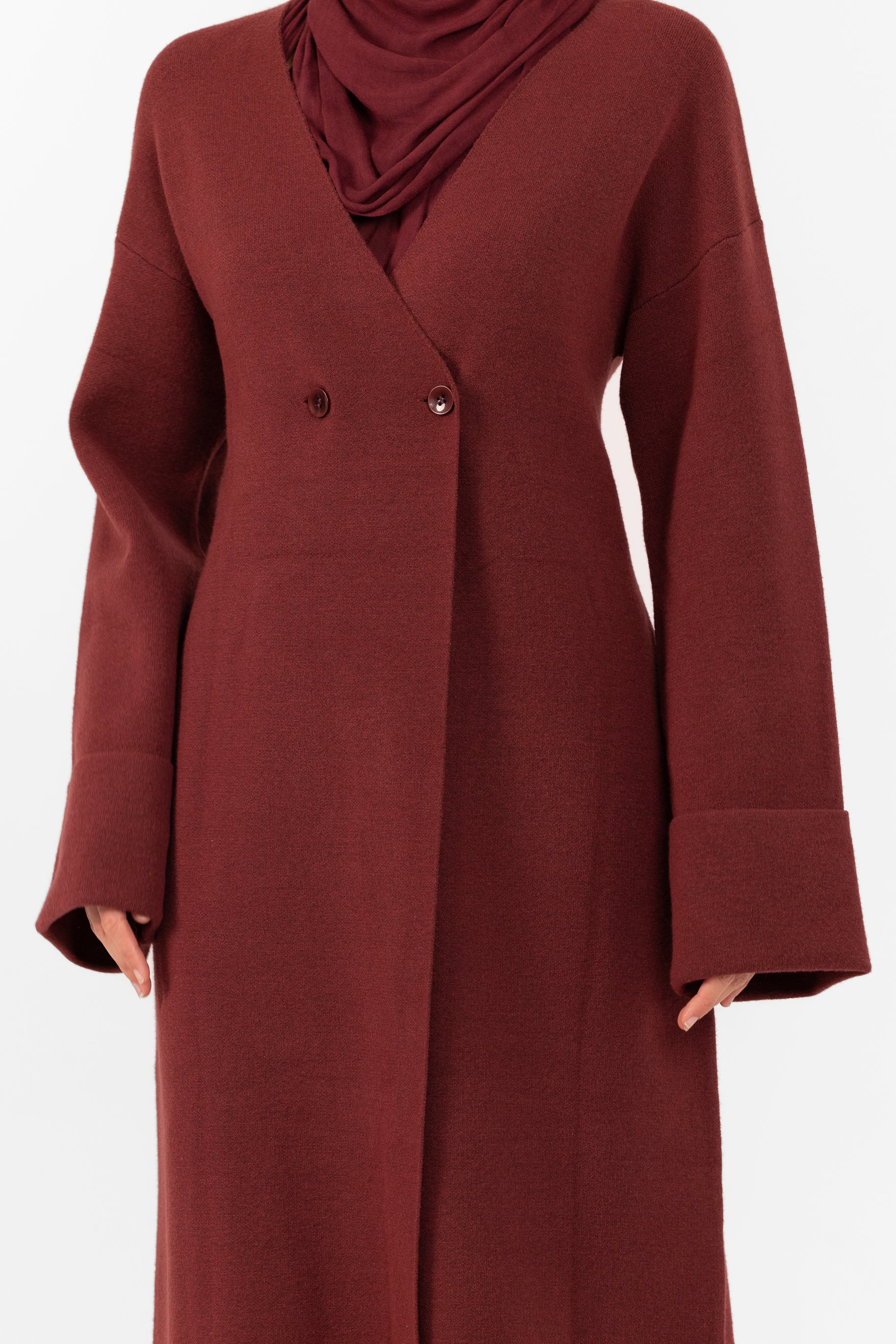 Marea Knit Longline Cardigan - Burgundy
