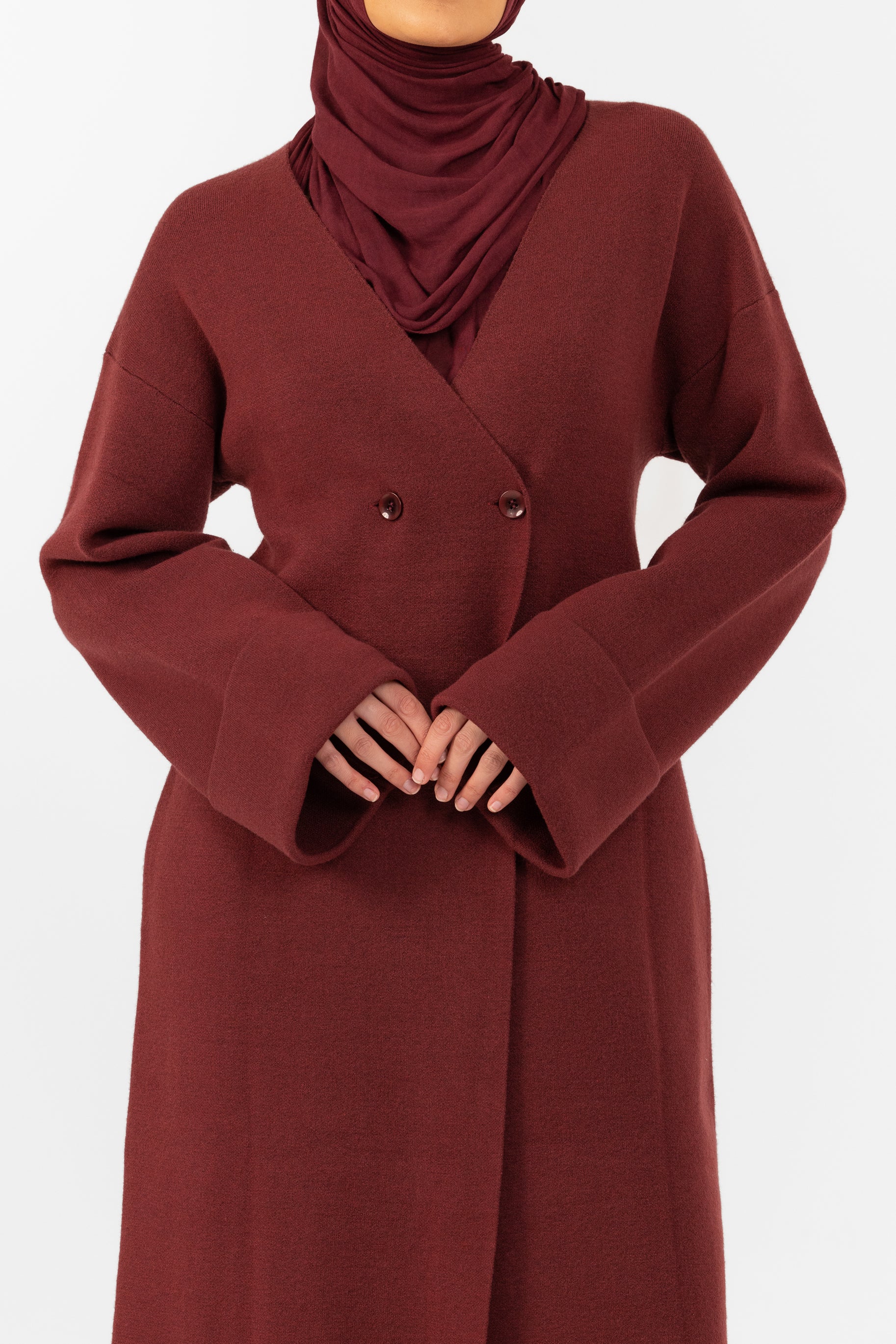 Marea Knit Longline Cardigan - Burgundy