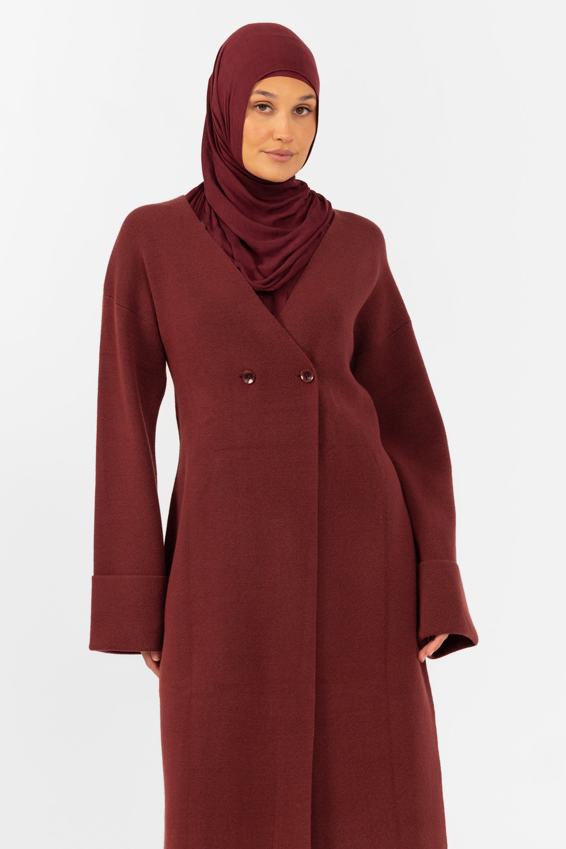 Marea Knit Longline Cardigan - Burgundy