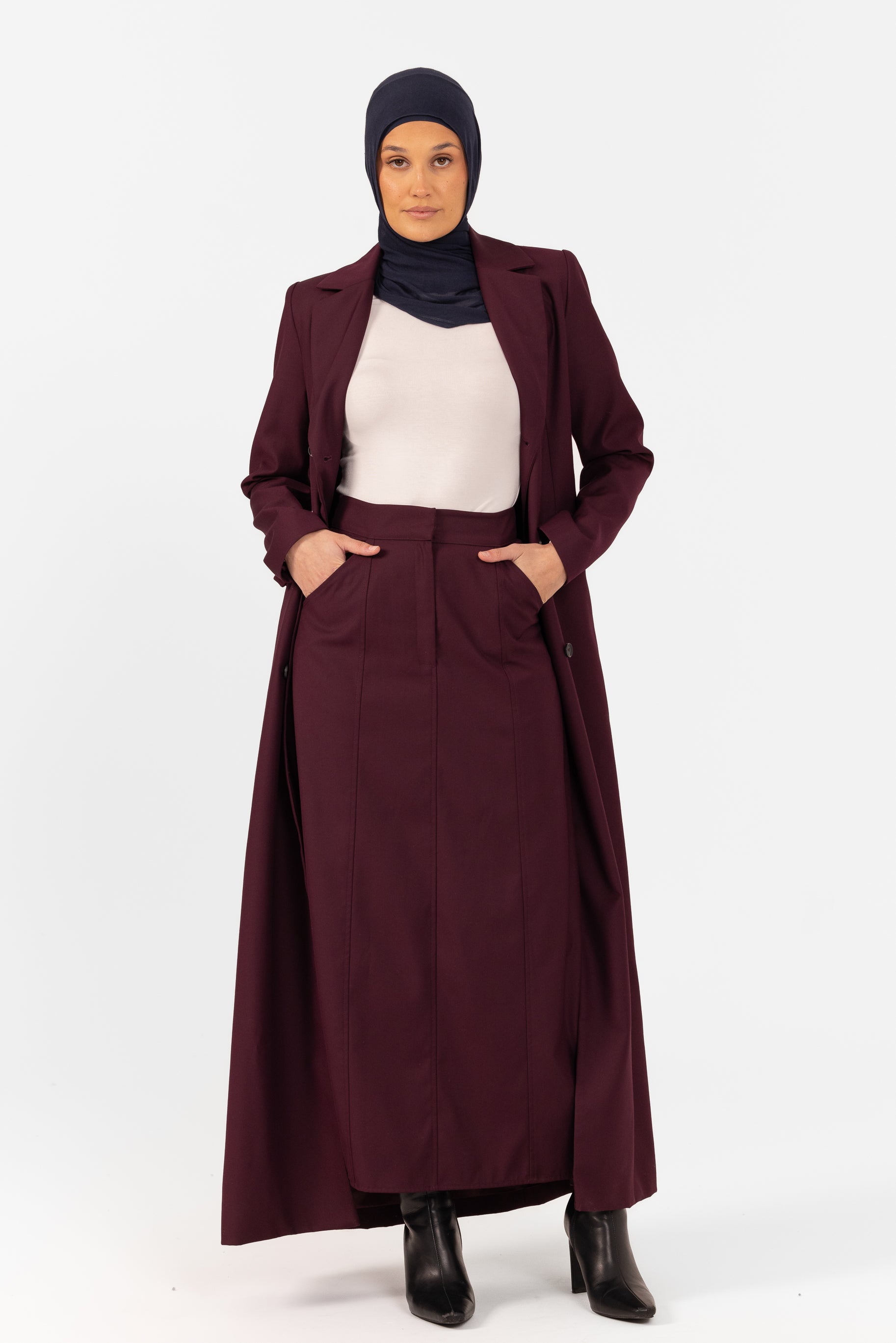 Alexa Pencil Skirt - Mulberry