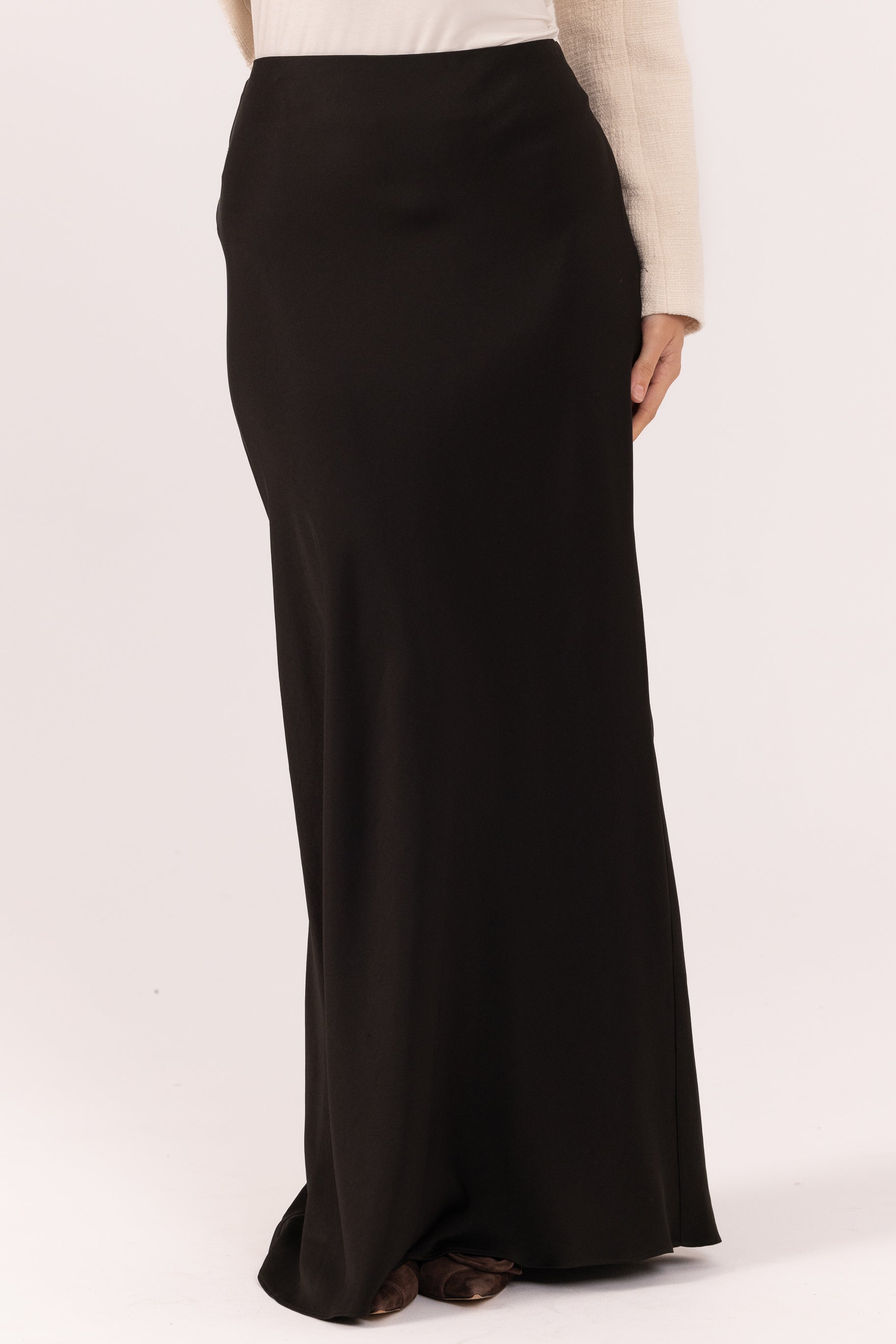 Satin Slip Skirt - Black