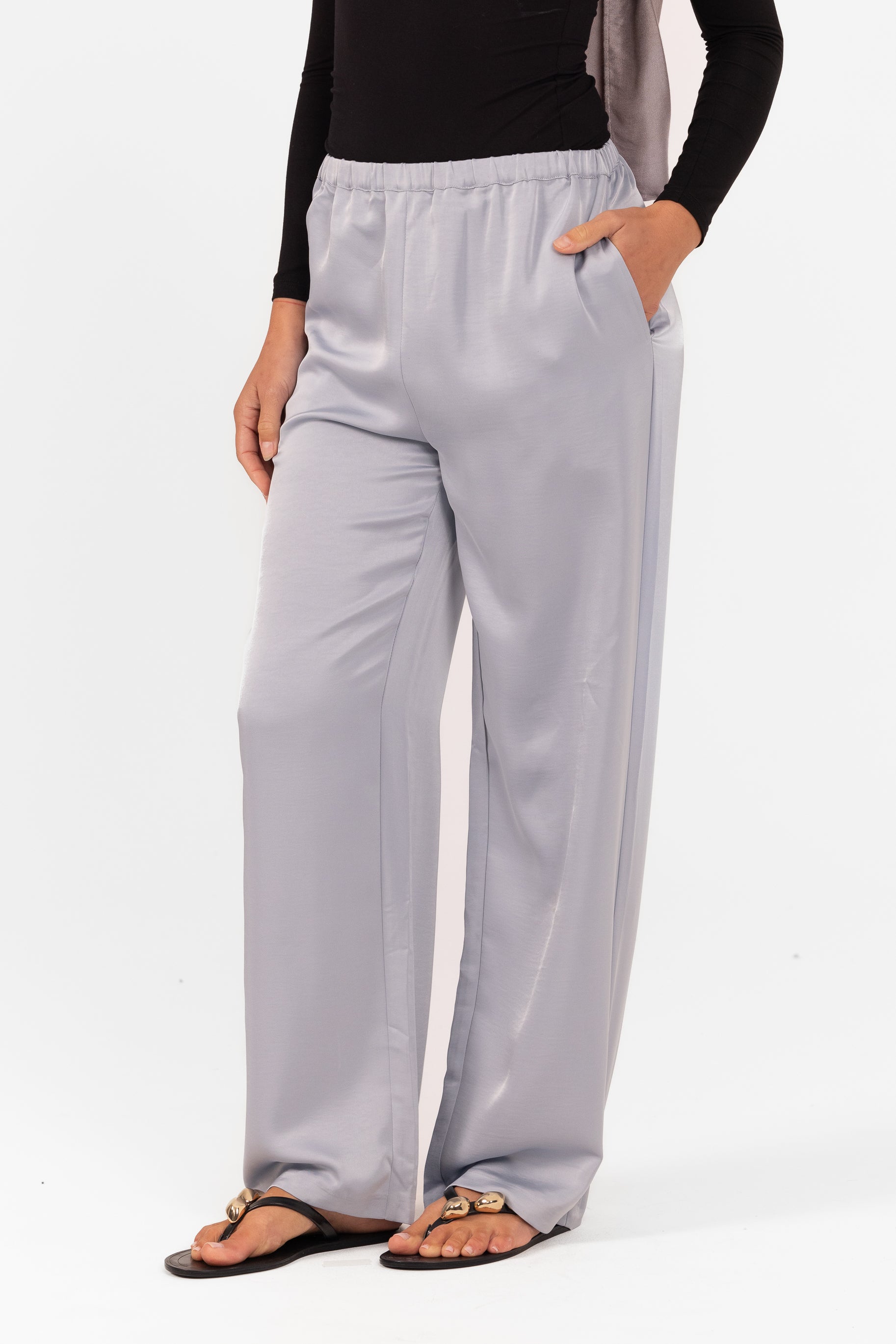 Saylor Satin Pants - Blue