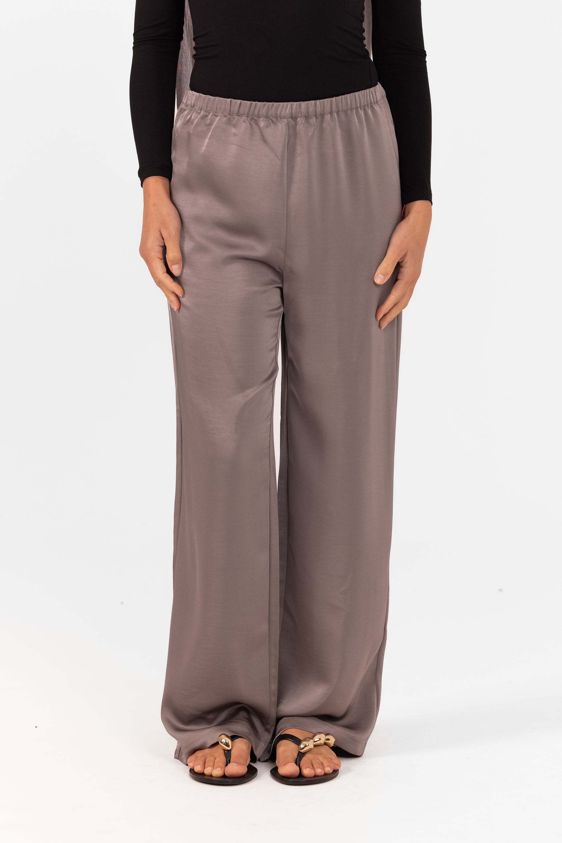Saylor Satin Pants -  Grey
