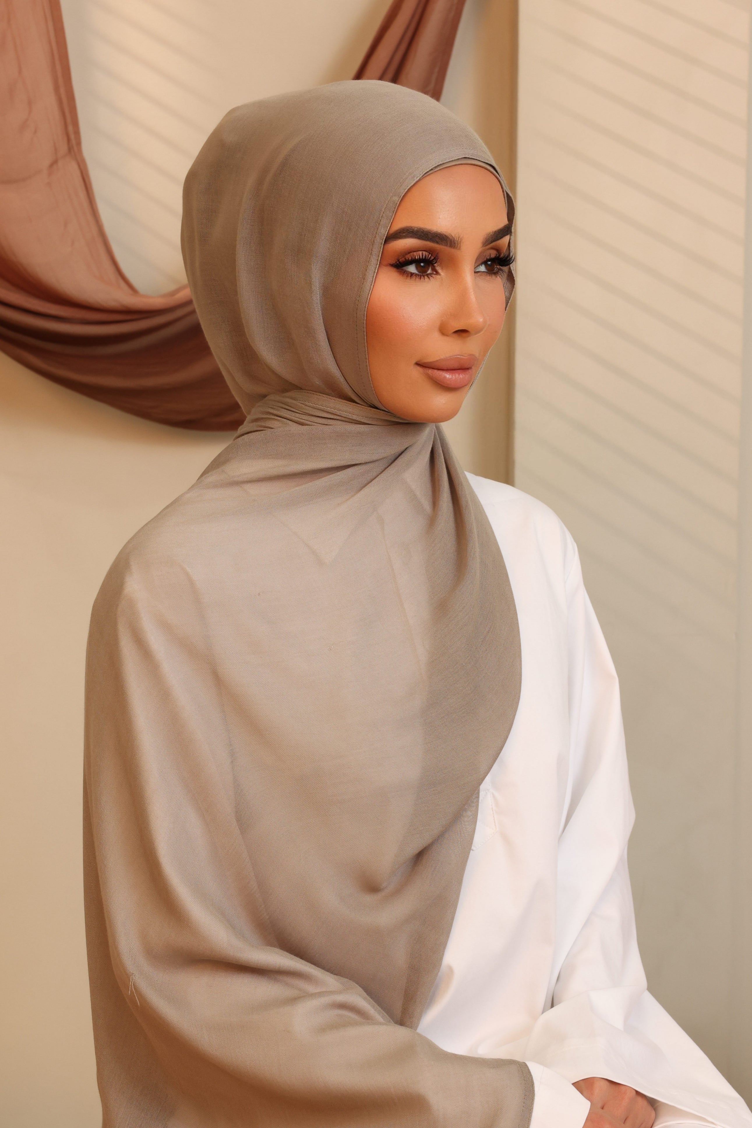 Double Stitched Modal Hijab Set - Ash