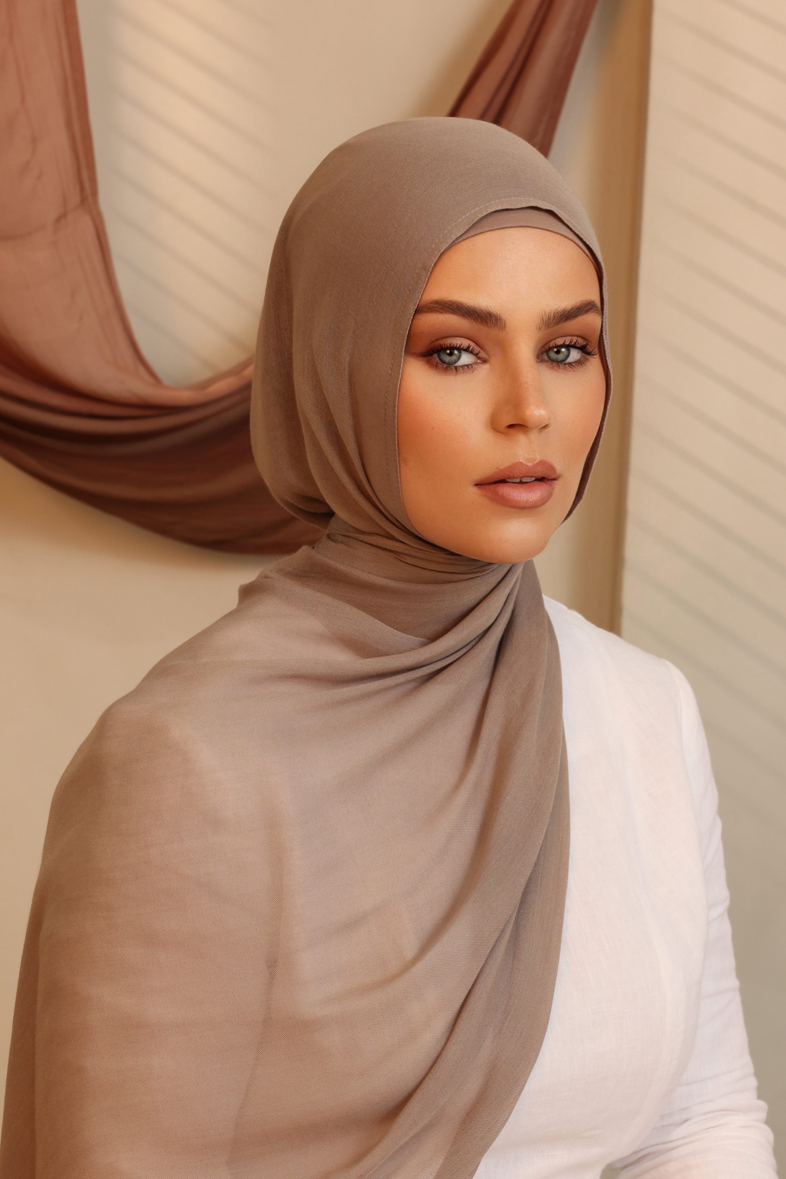 Double Stitched Modal Hijab Set - Fossil