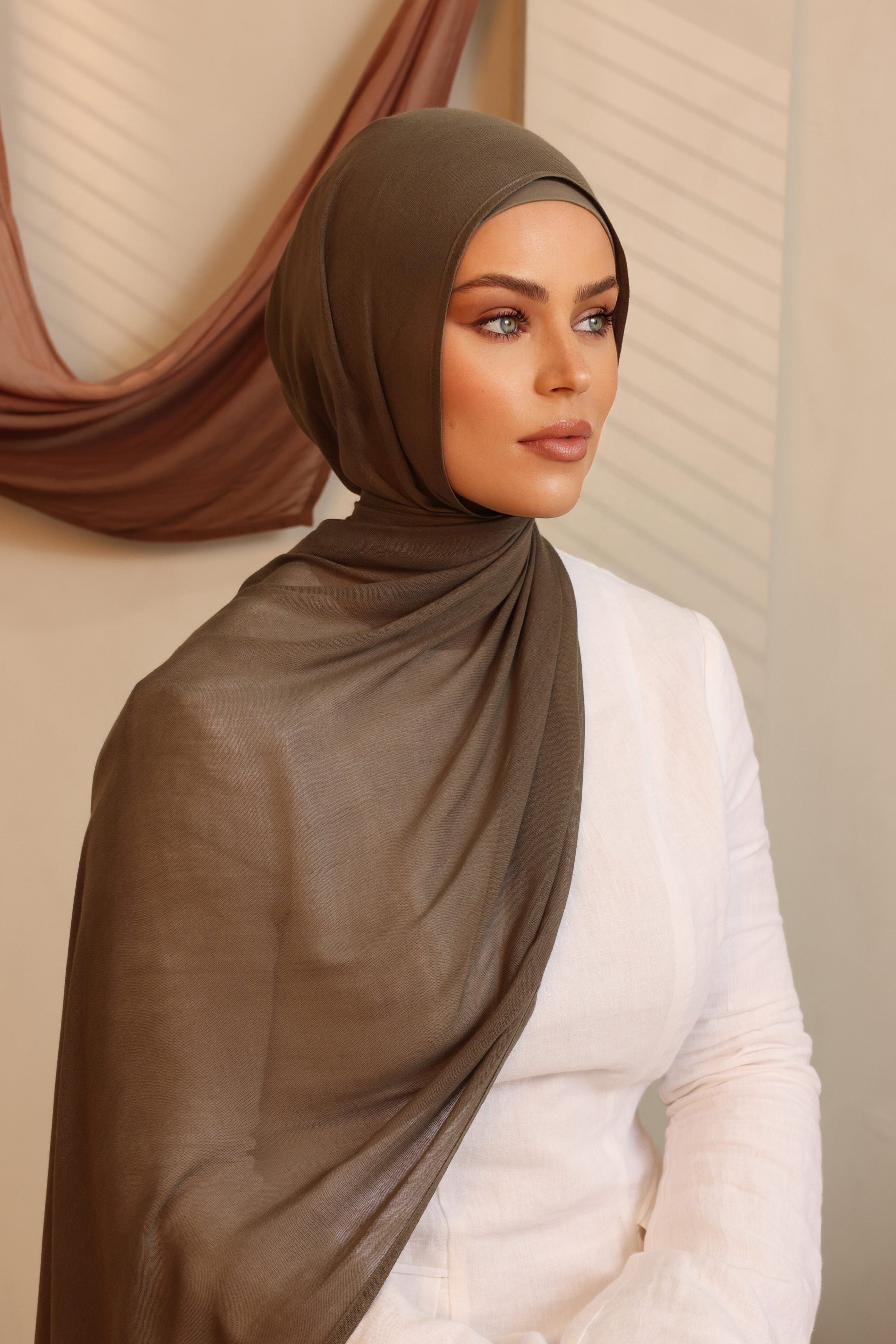 Double Stitched Modal Hijab Set - Warm Lead
