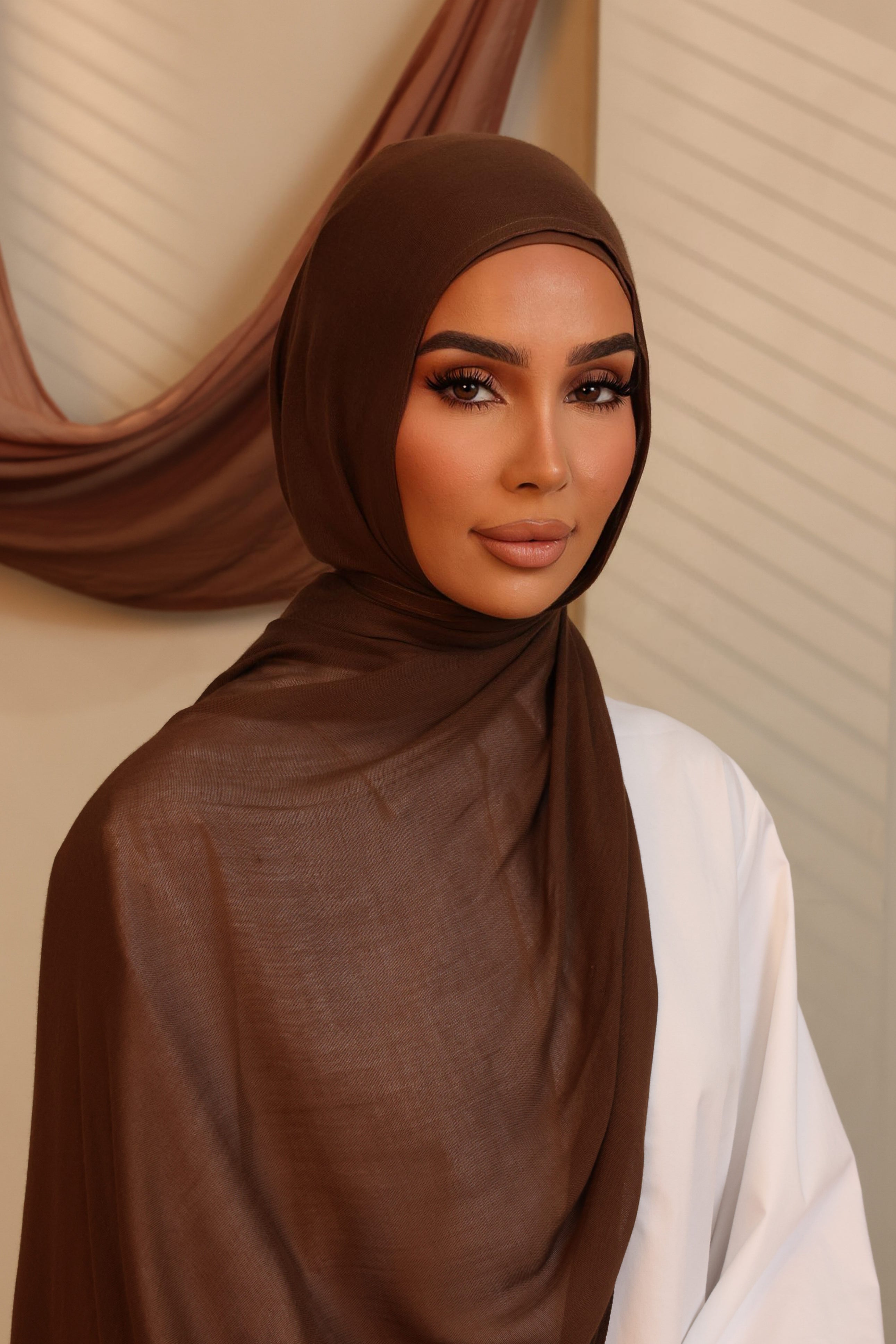 Double Stitched Modal Hijab Set - Dark Latte