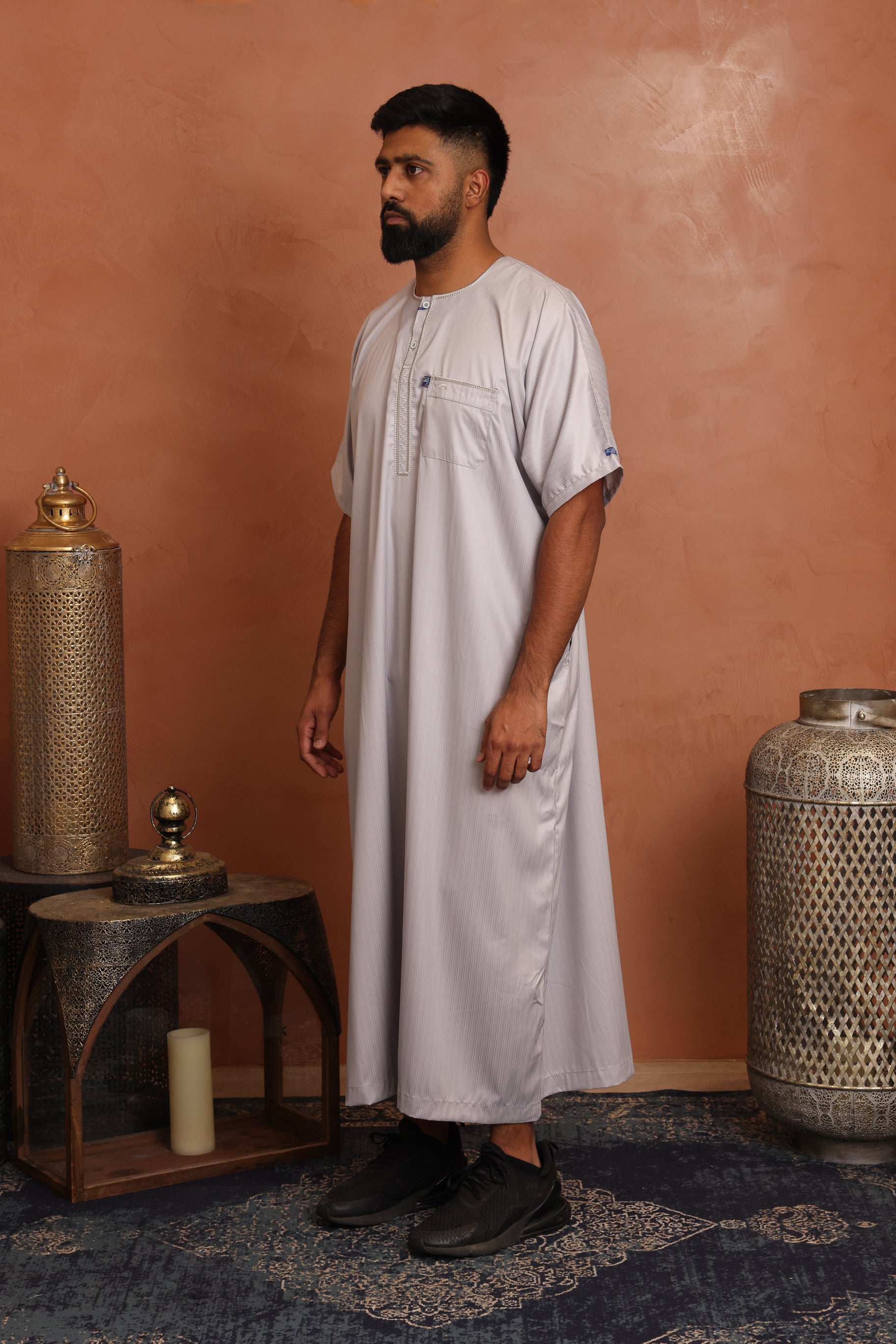 Men's Ikaf Polyester Short Sleeve Abaya - Grey