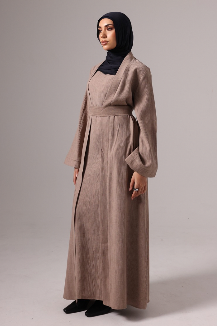 Leen Open Abaya Set - Cedar