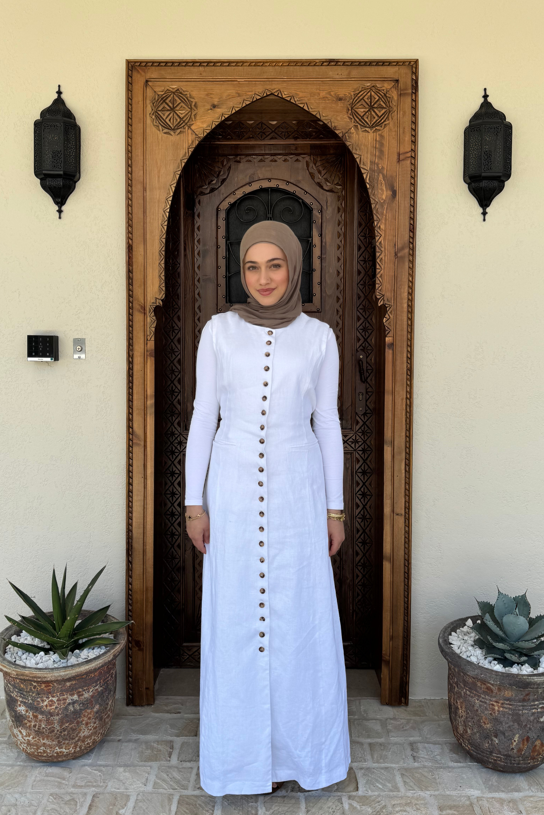 Mirage Maxi Linen Vest - White