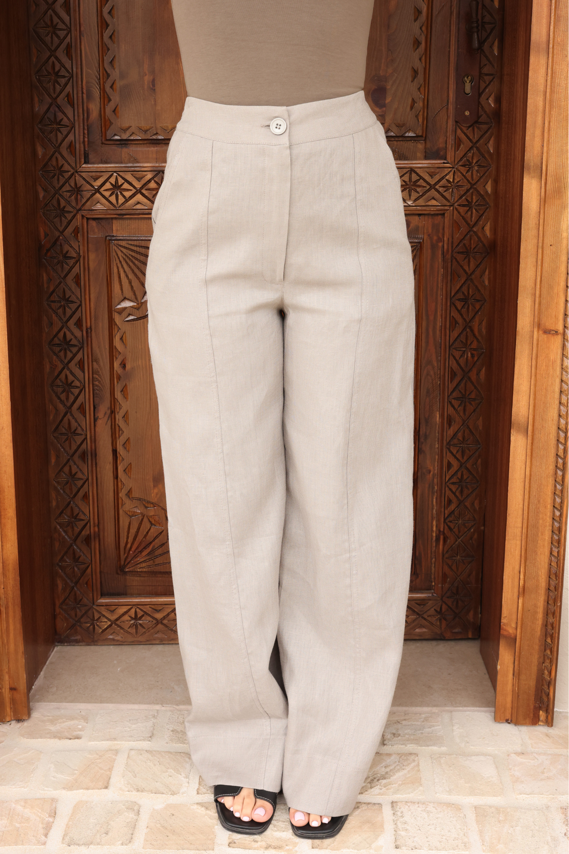 Nadira Linen Pants - Muted Sage