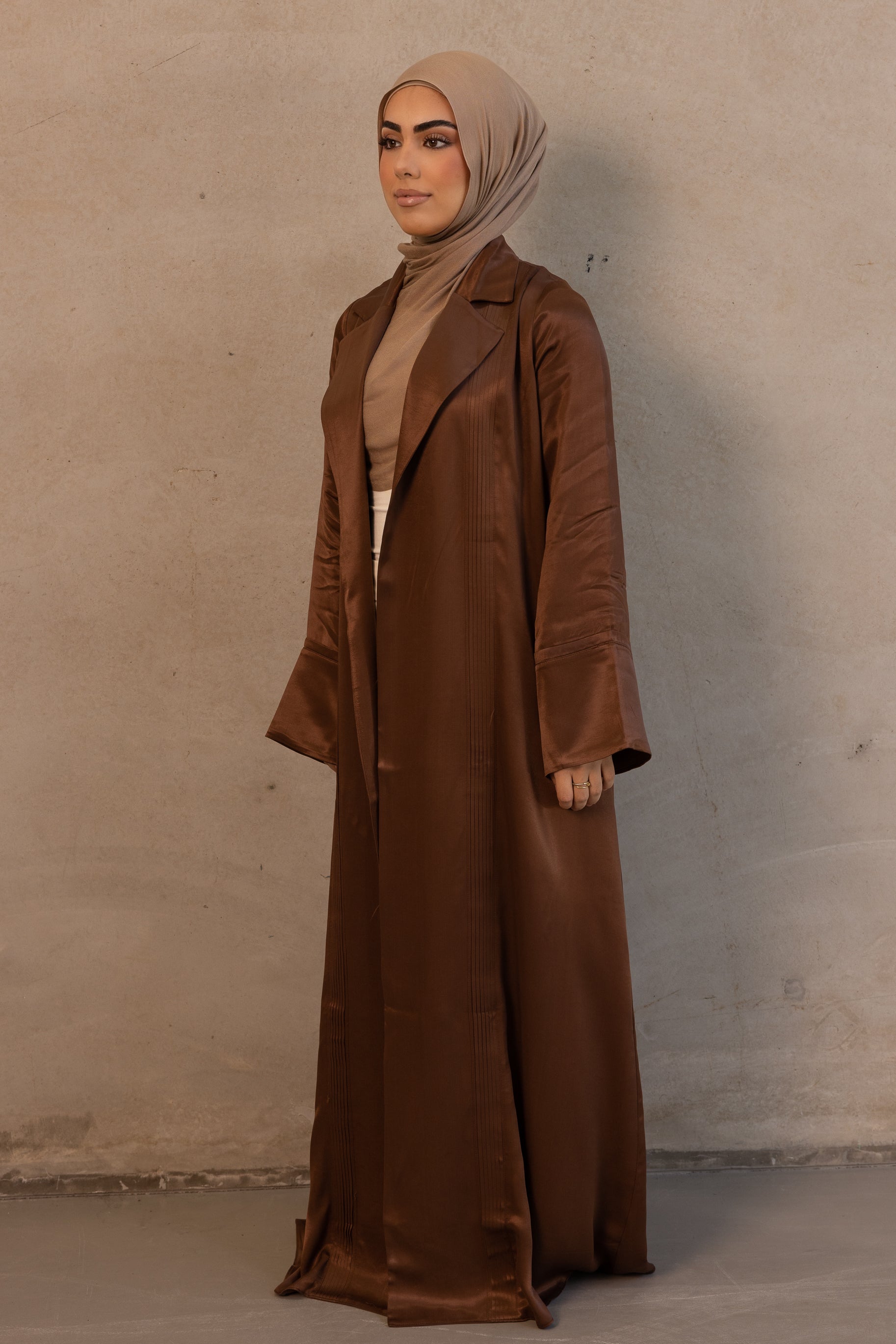 Sasha Satin Open Abaya - Copper