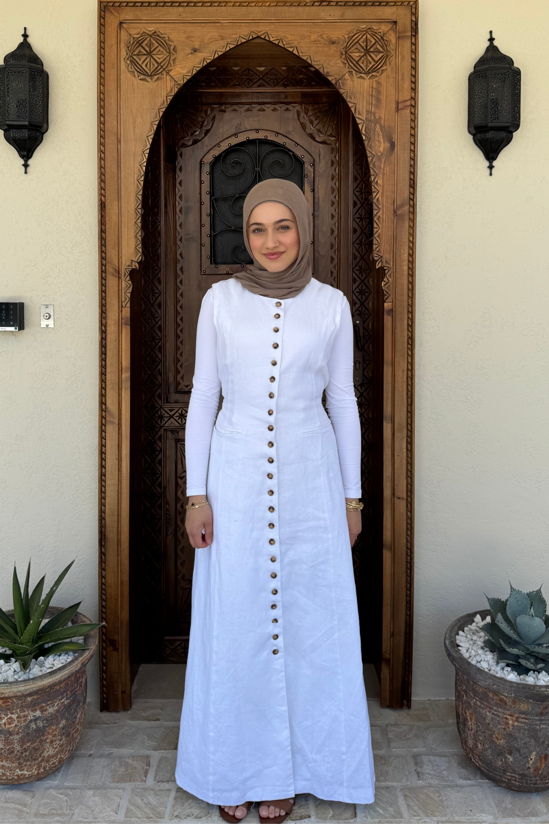 Mirage Maxi Linen Vest - White