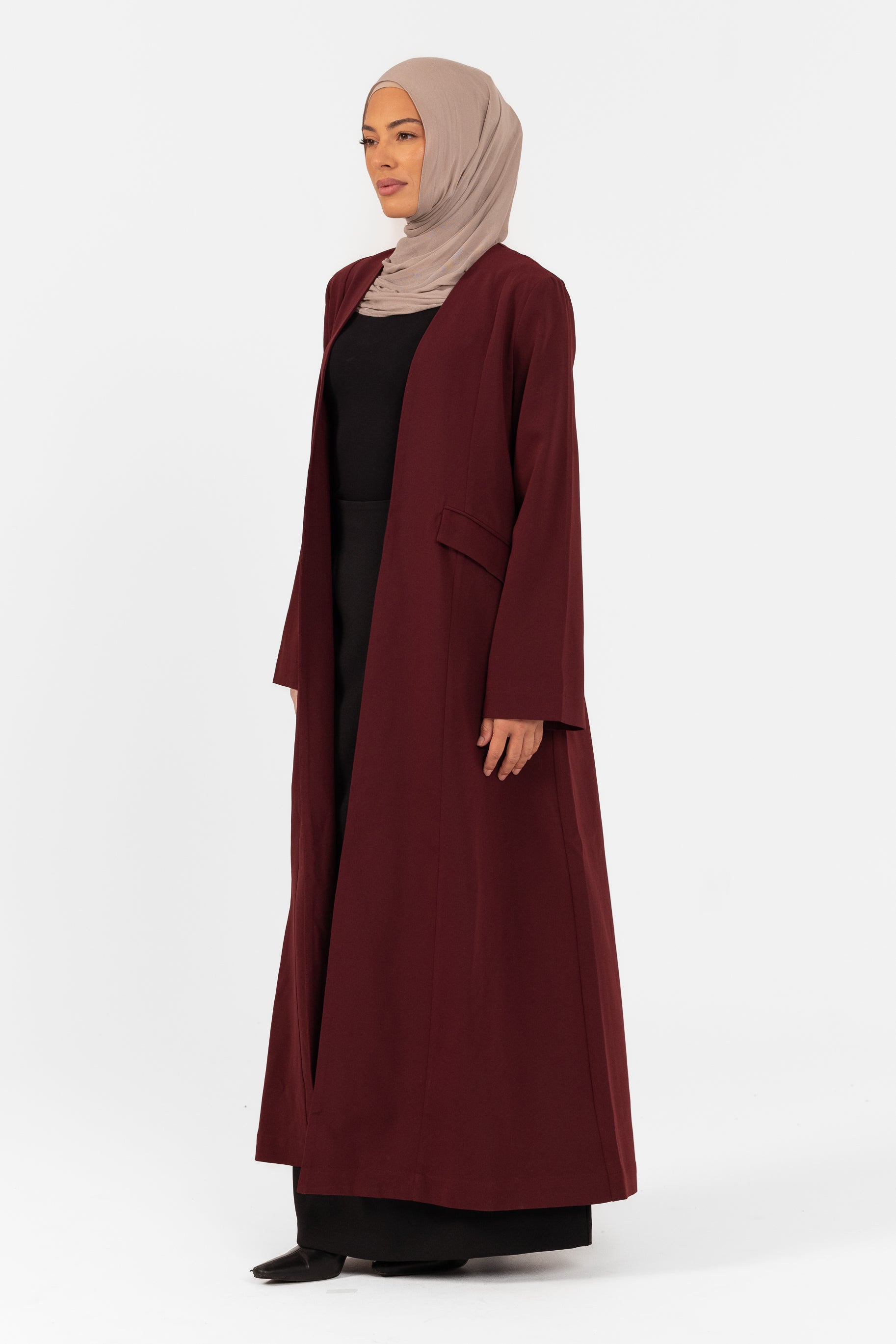 Tahira Open Abaya - Cherry