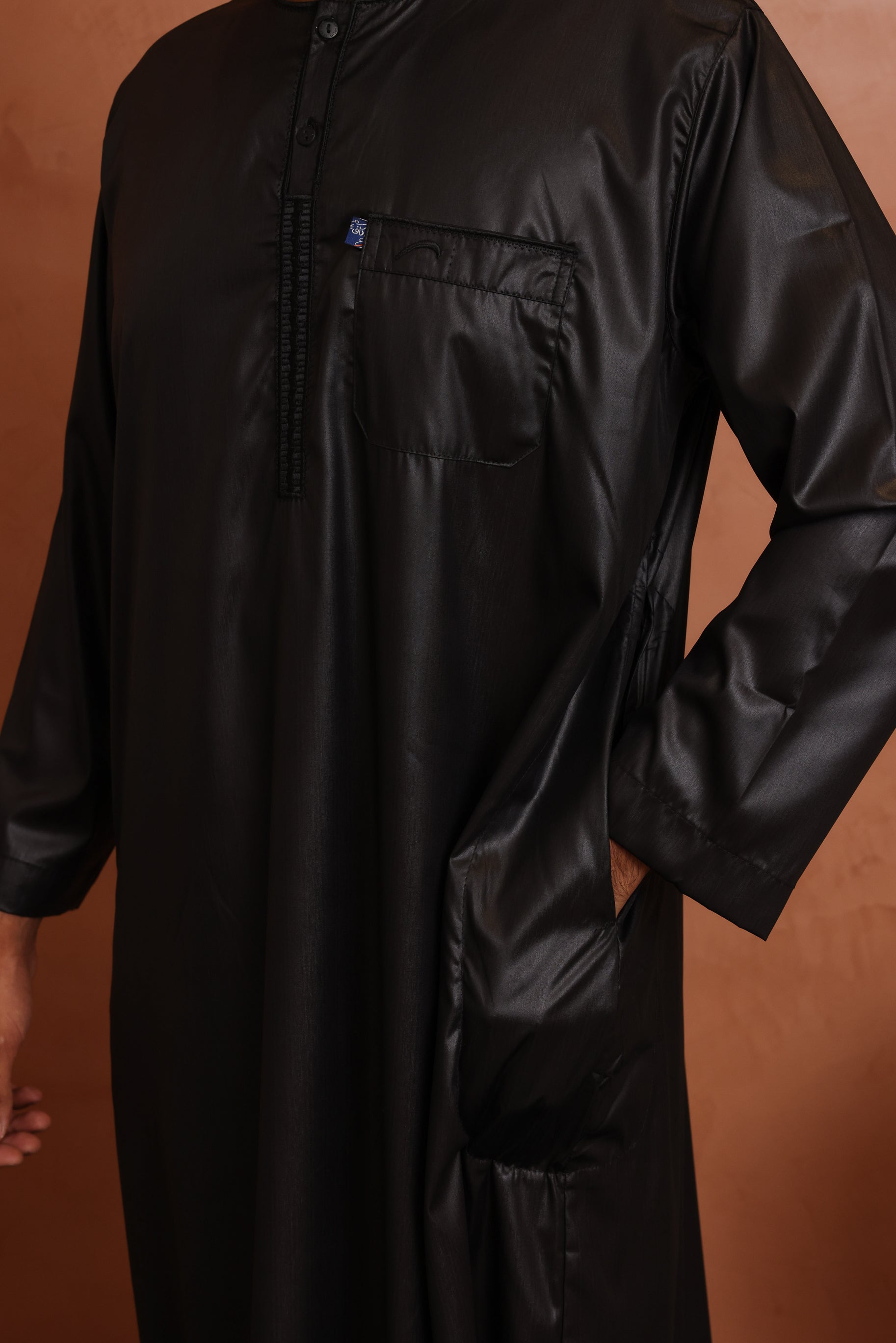 Men's Ikaf Polyester Long Sleeve Abaya - Black