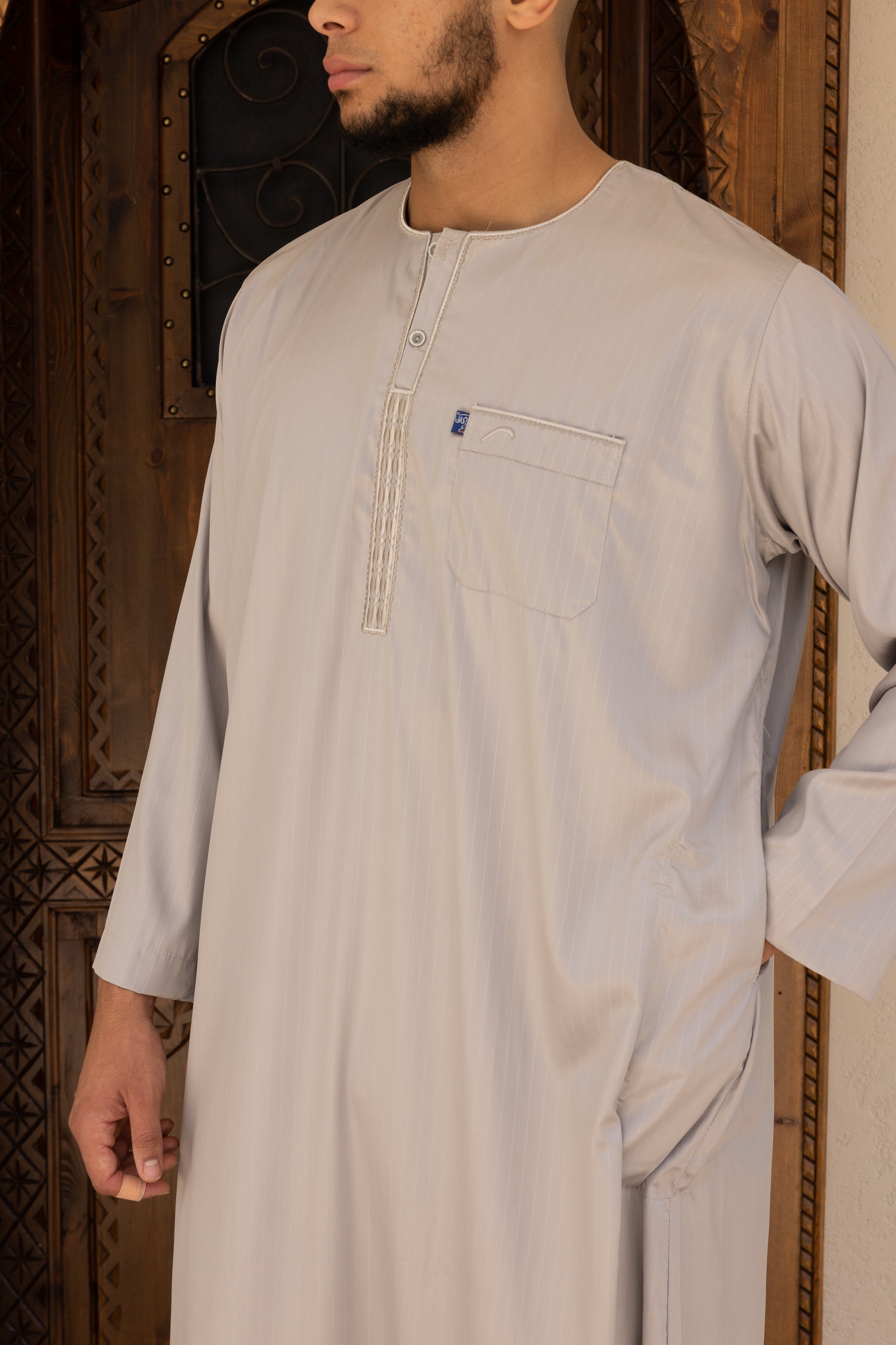 Men's Ikaf Polyester Long Sleeve Abaya - Fossil