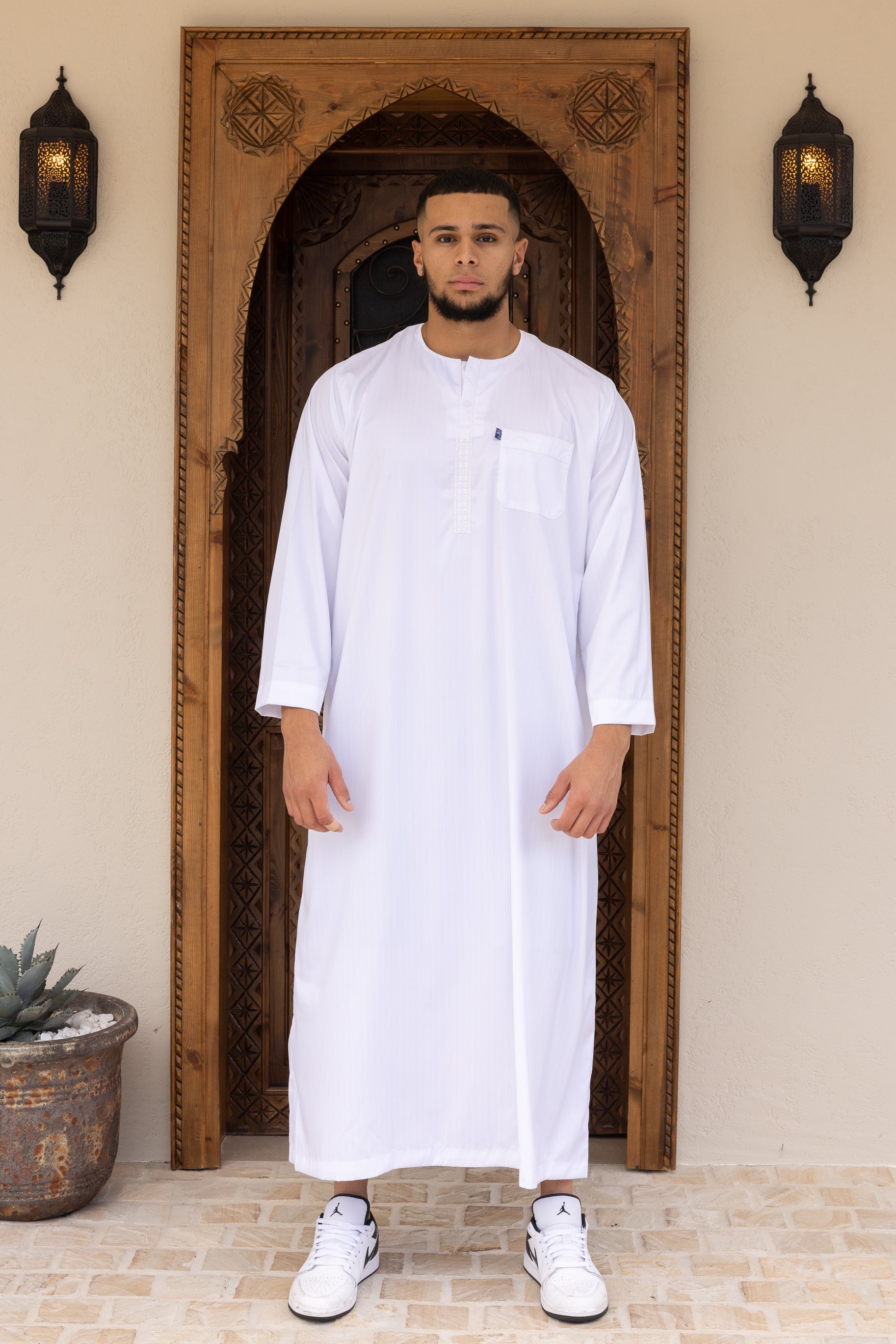 Men's Ikaf Polyester Long Sleeve Abaya - White