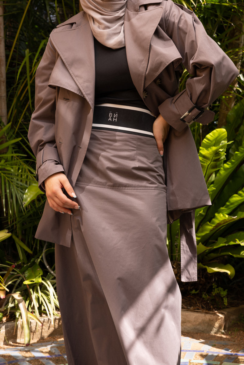 Soft Tailored Trench Skirt - Charcoal Grey