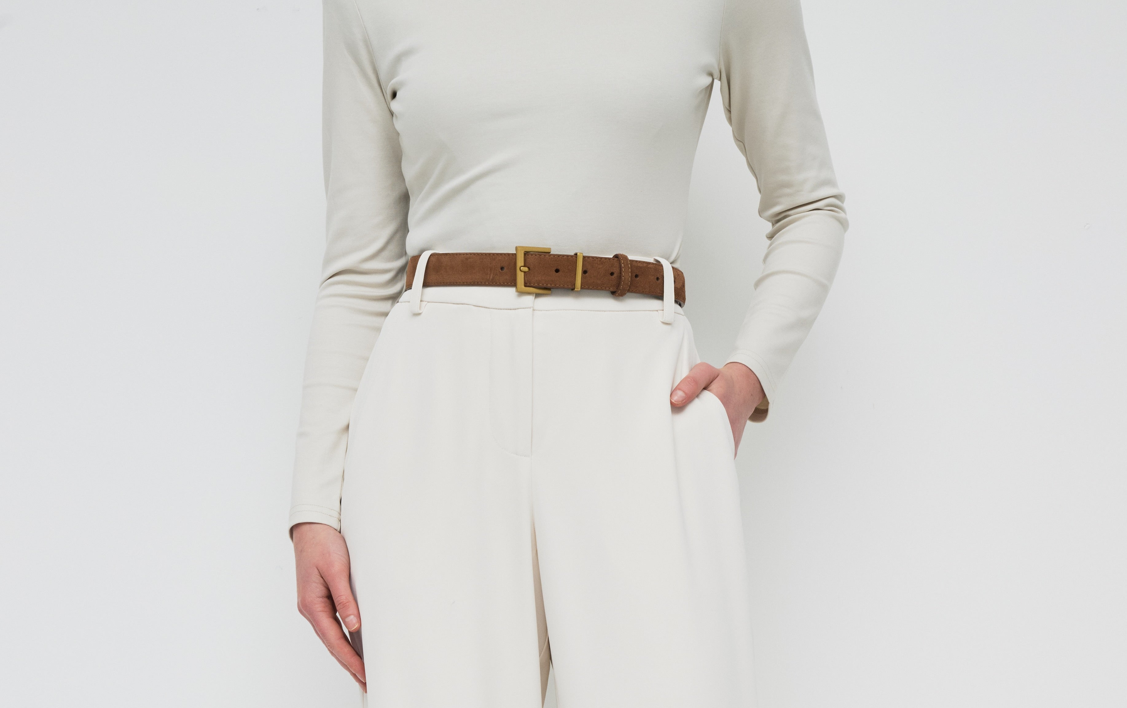 Classic Thin Buckle Belt - Camel